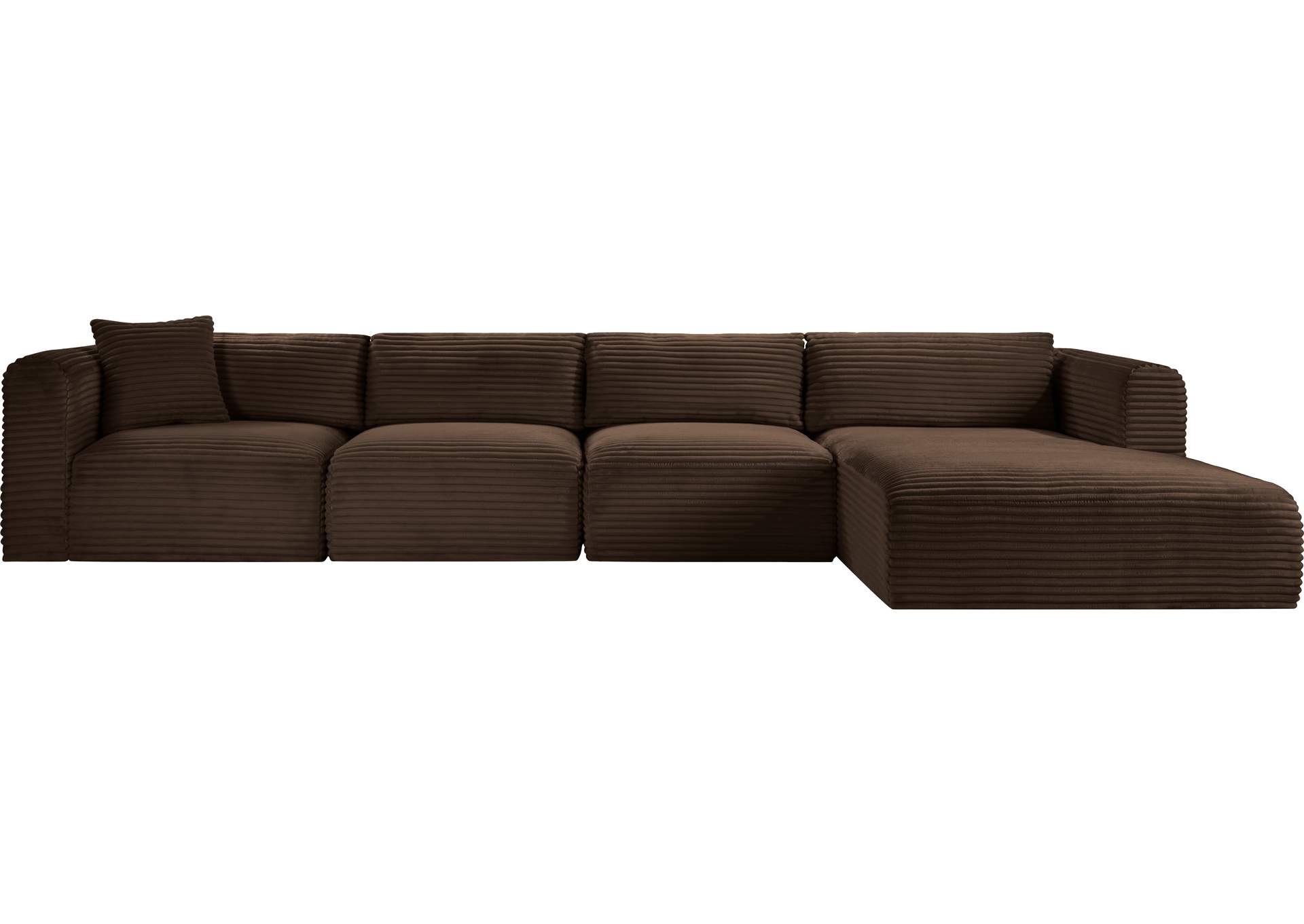 Shaggy Brown Corduroy Performance Fabric Modular Sectional image 4