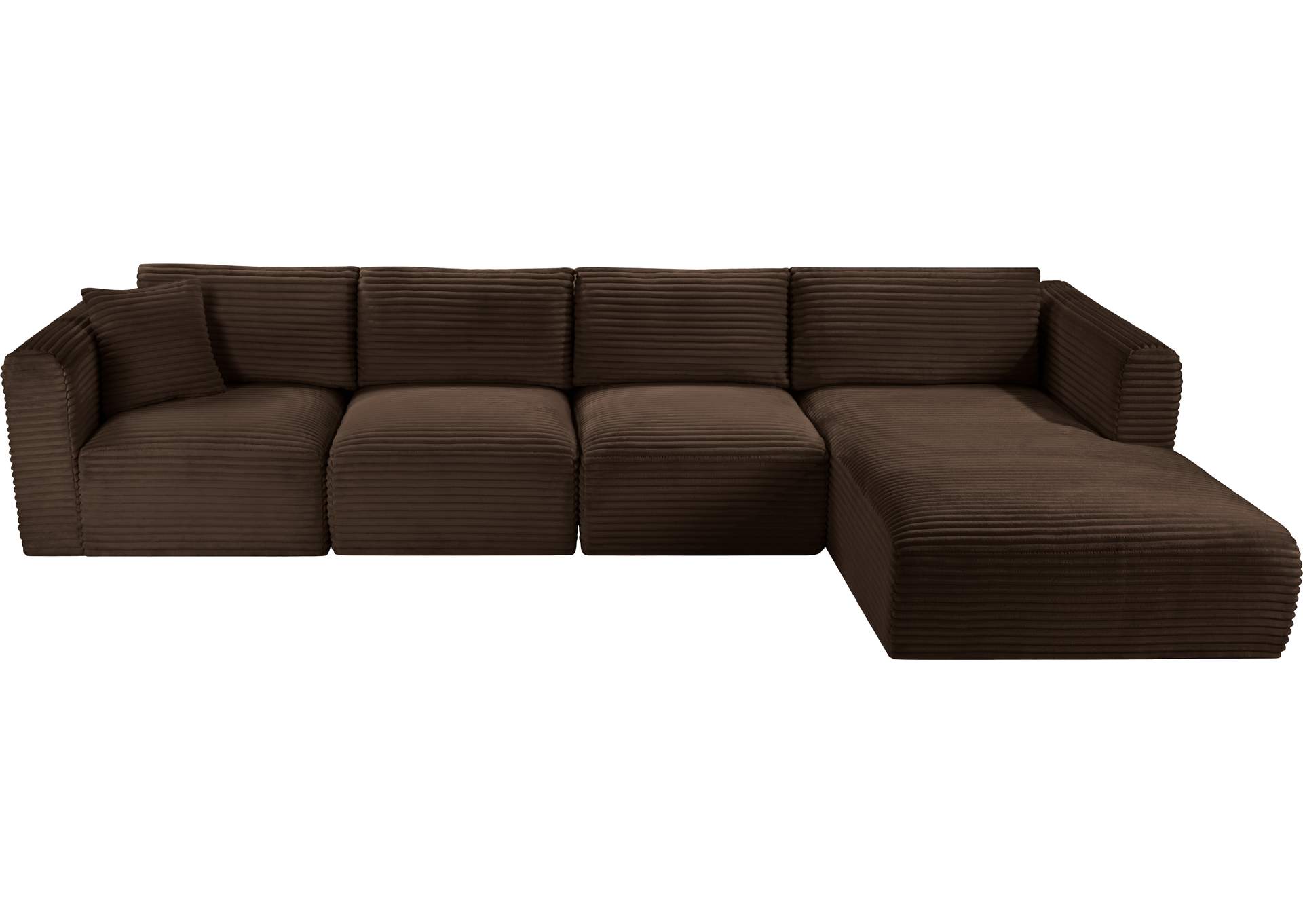 Shaggy Brown Corduroy Performance Fabric Modular Sectional image 7