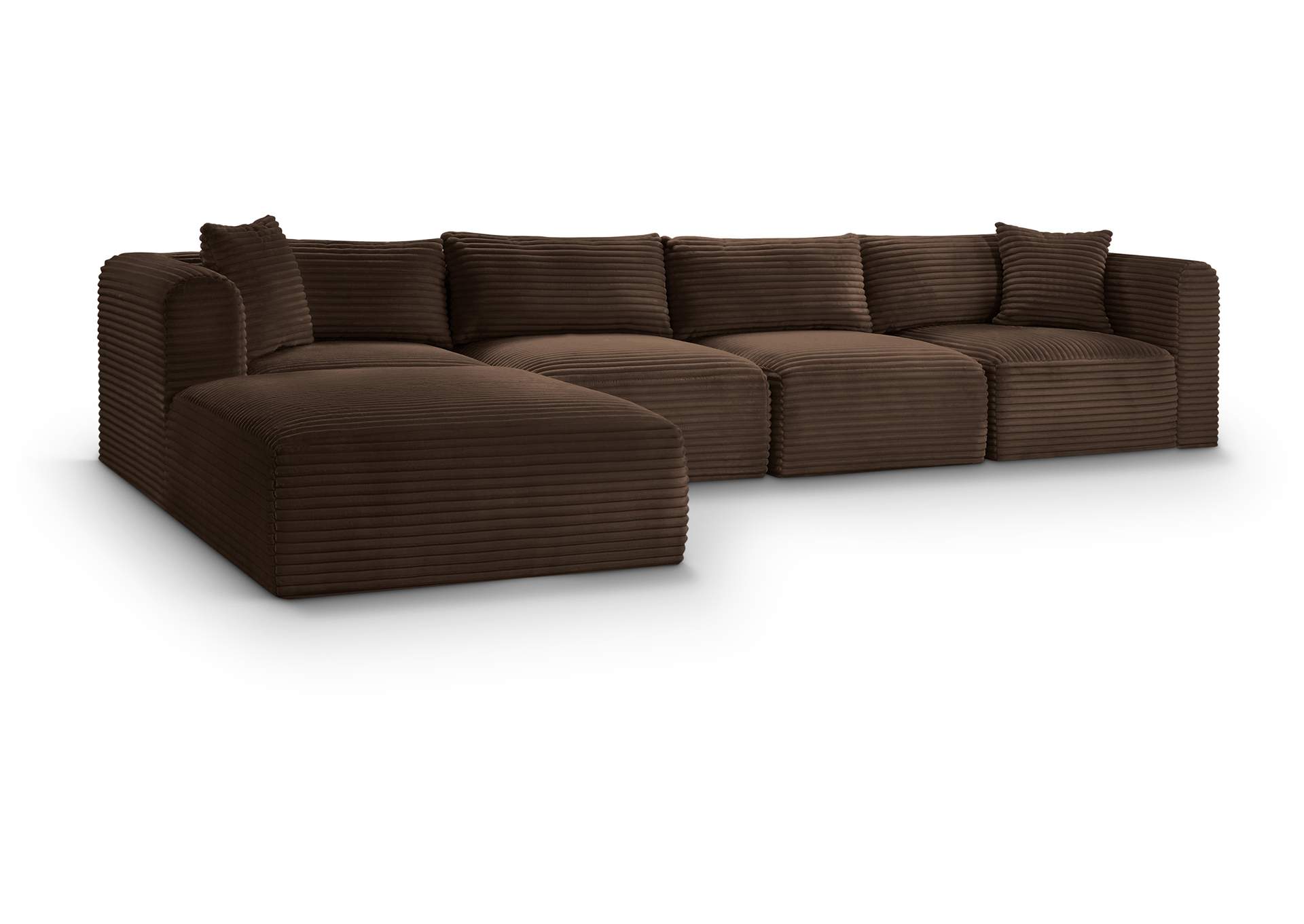 Shaggy Brown Corduroy Performance Fabric Modular Sectional image 1