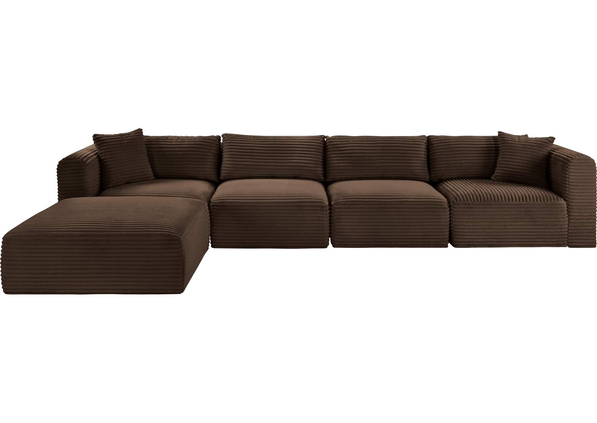 Shaggy Brown Corduroy Performance Fabric Modular Sectional image 4