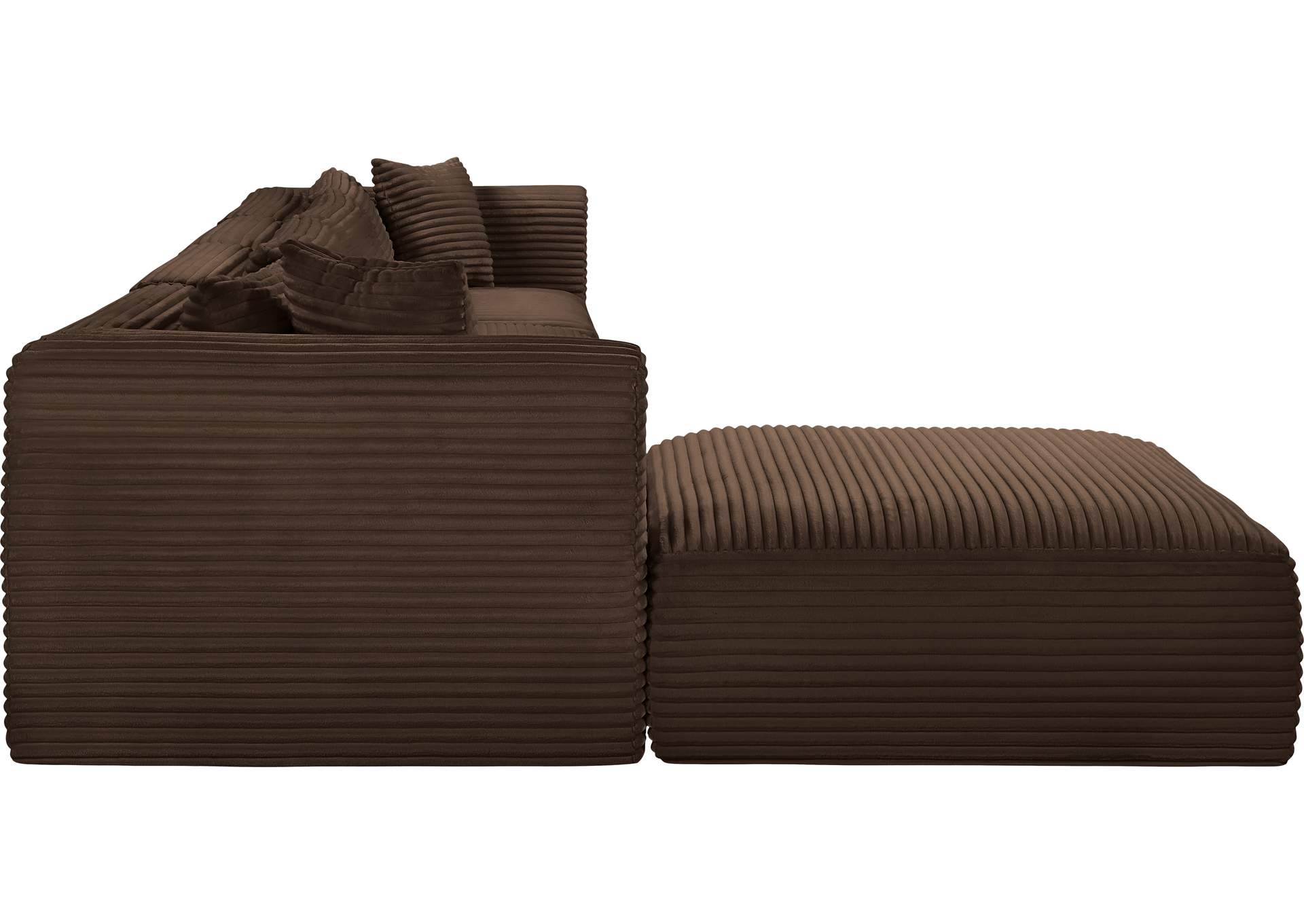 Shaggy Brown Corduroy Performance Fabric Modular Sectional image 5