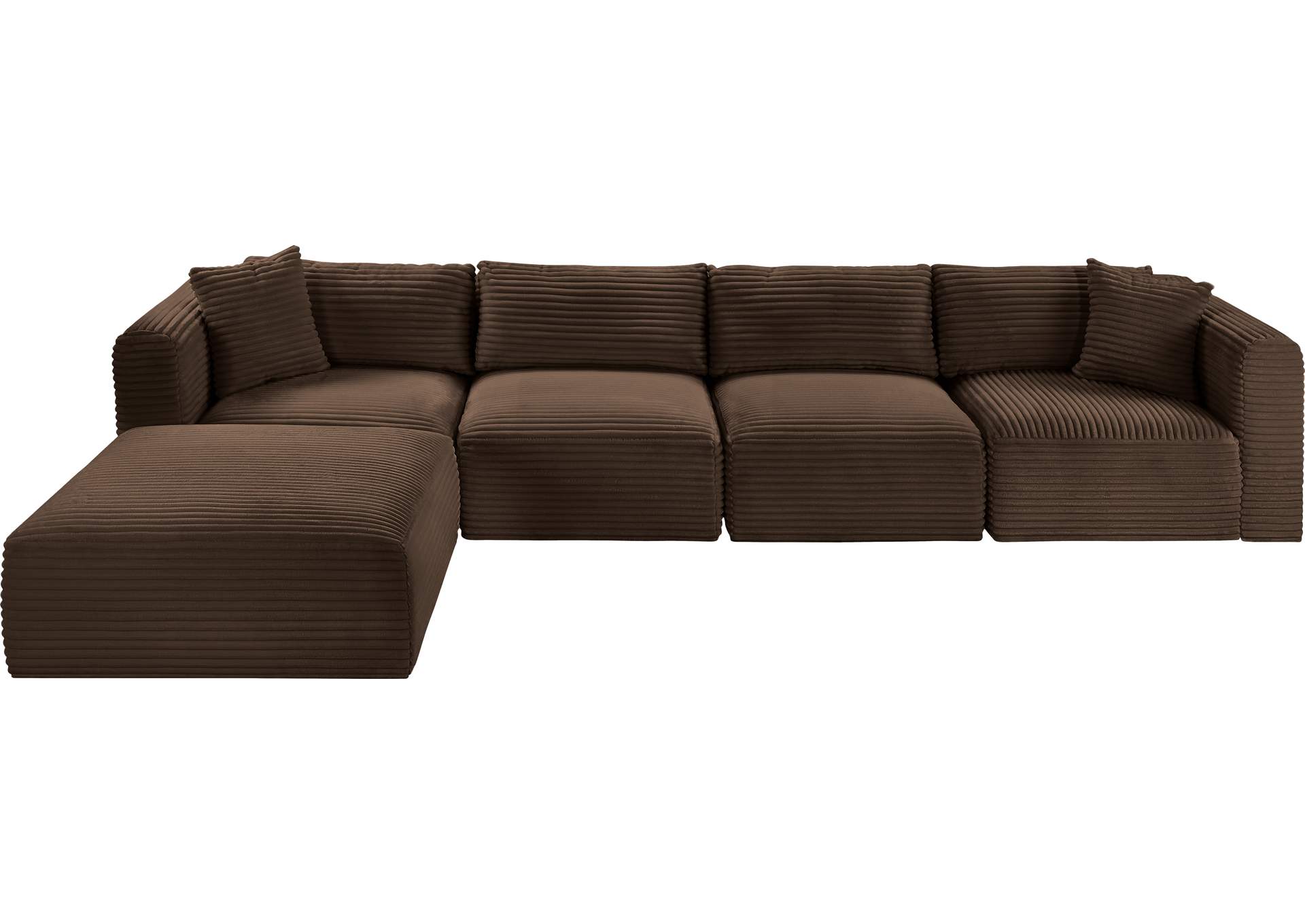 Shaggy Brown Corduroy Performance Fabric Modular Sectional image 7