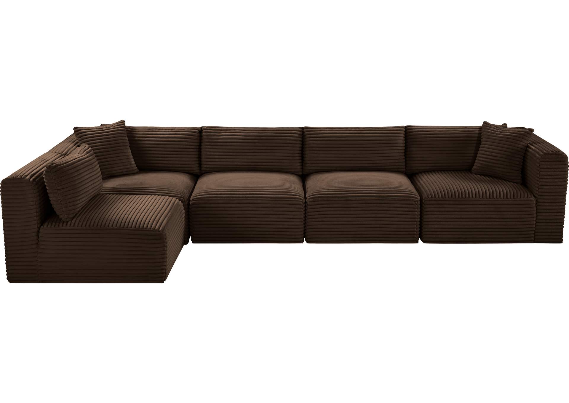 Shaggy Brown Corduroy Performance Fabric Modular Sectional