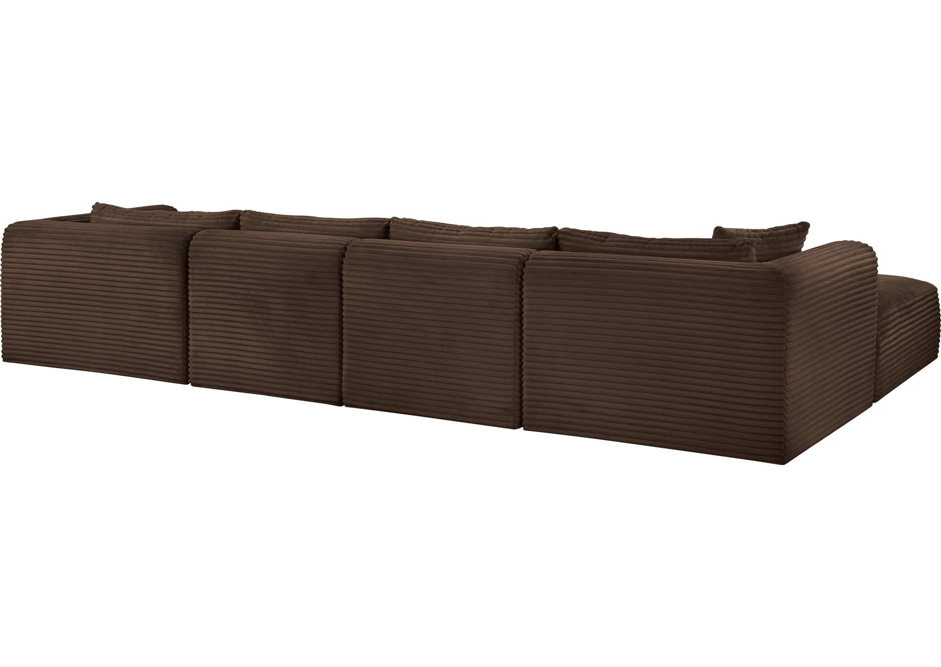 Shaggy Brown Corduroy Performance Fabric Modular Sectional