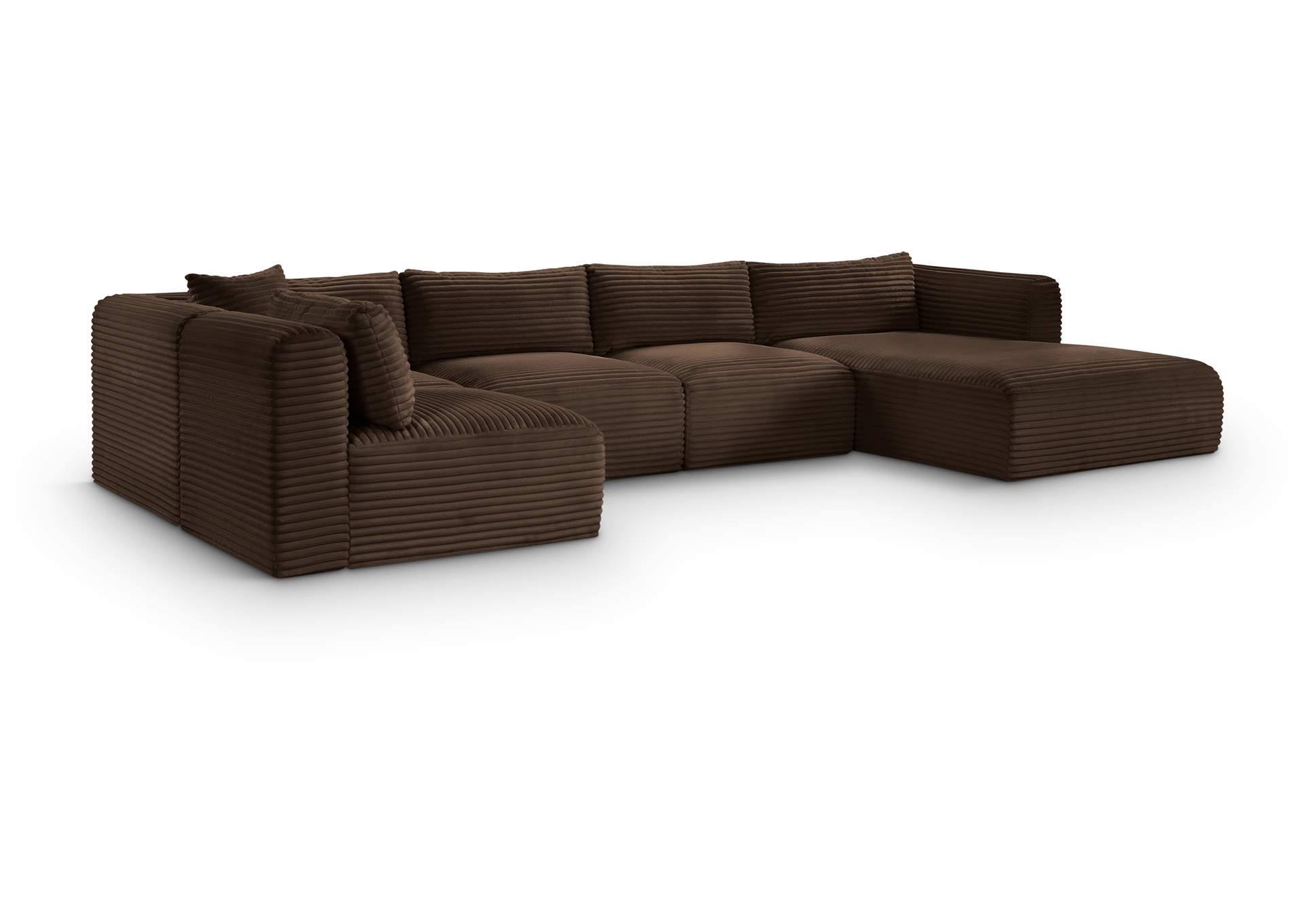 Shaggy Brown Corduroy Performance Fabric Modular Sectional