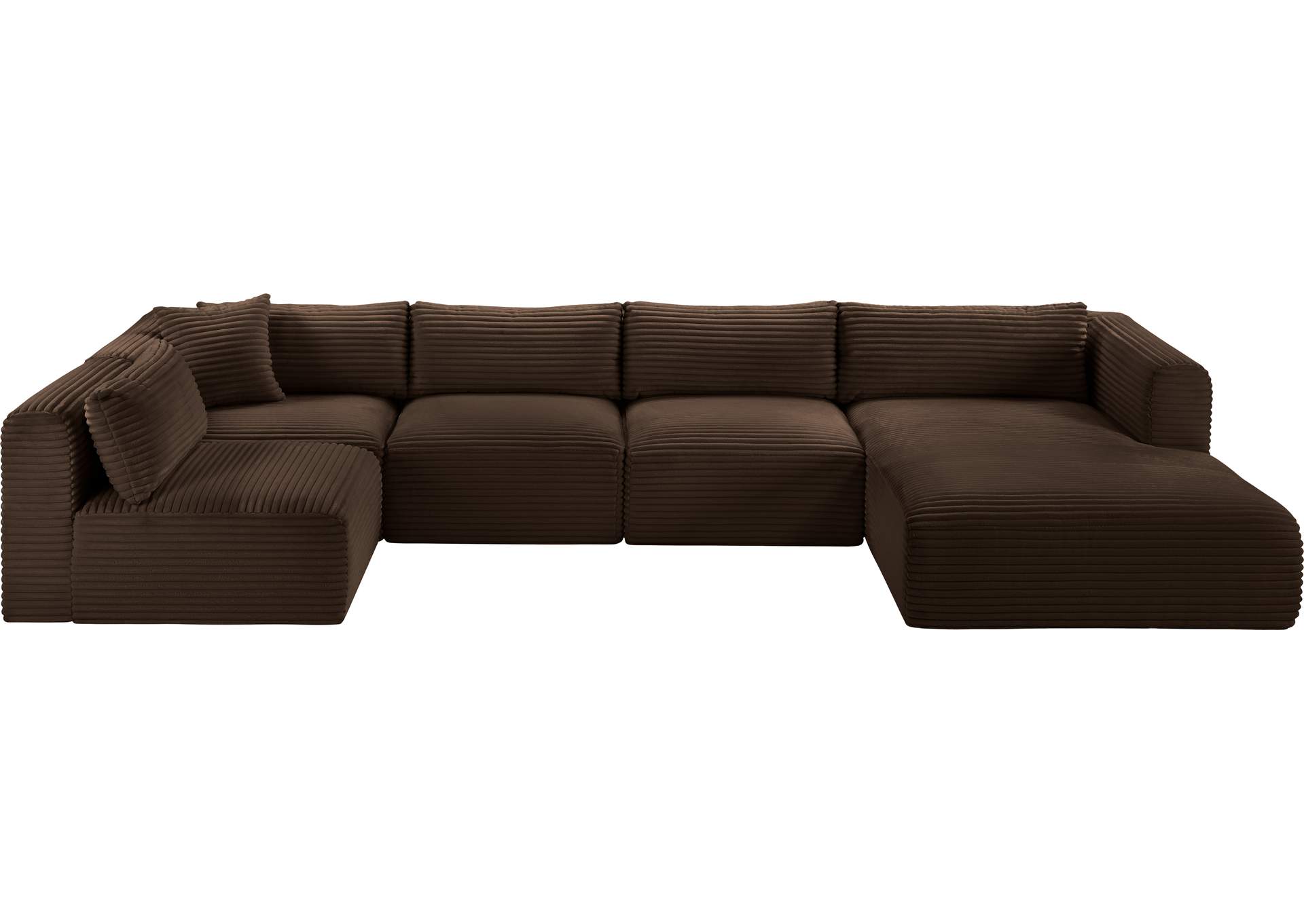 Shaggy Brown Corduroy Performance Fabric Modular Sectional