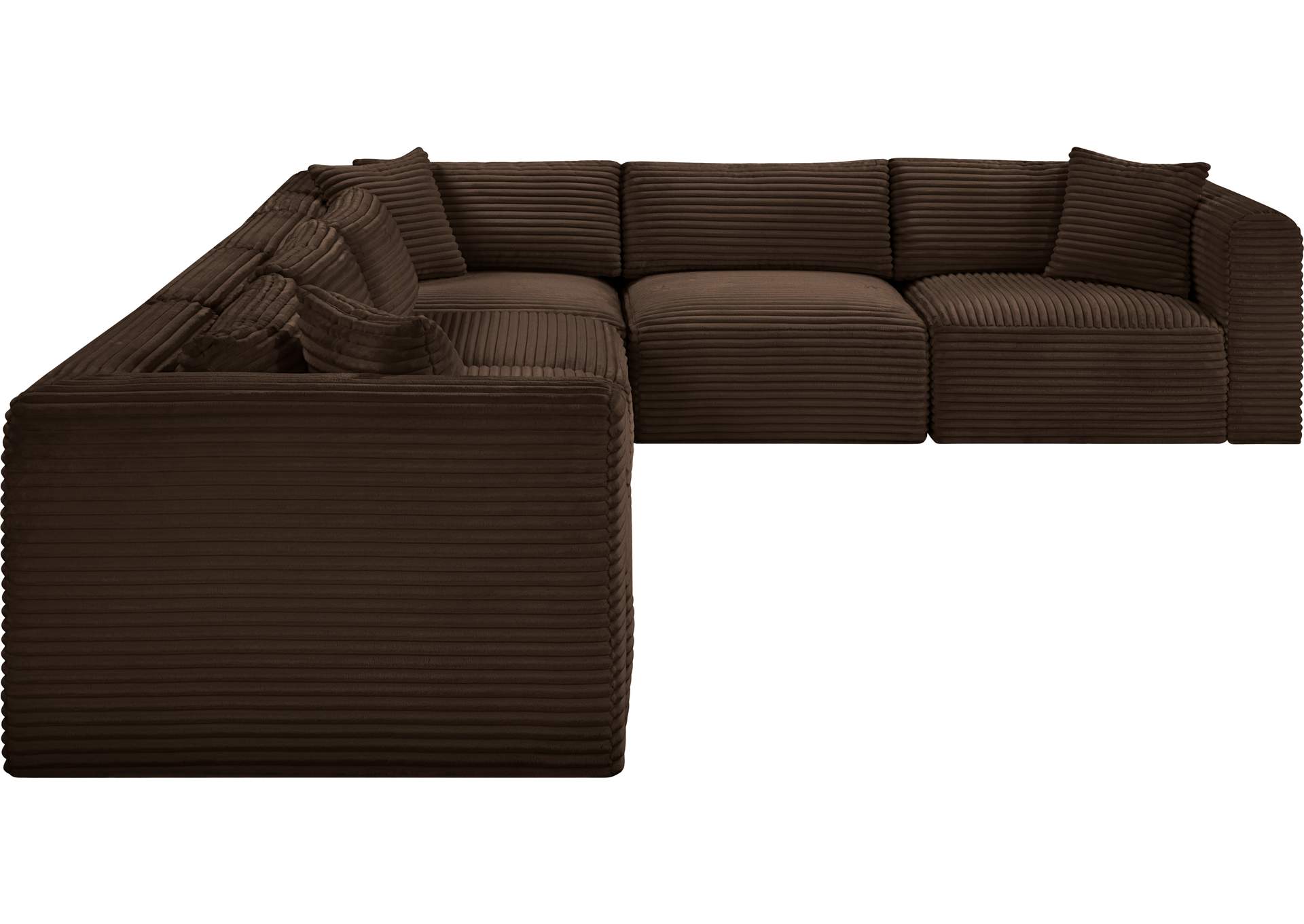 Shaggy Brown Corduroy Performance Fabric Modular Sectional