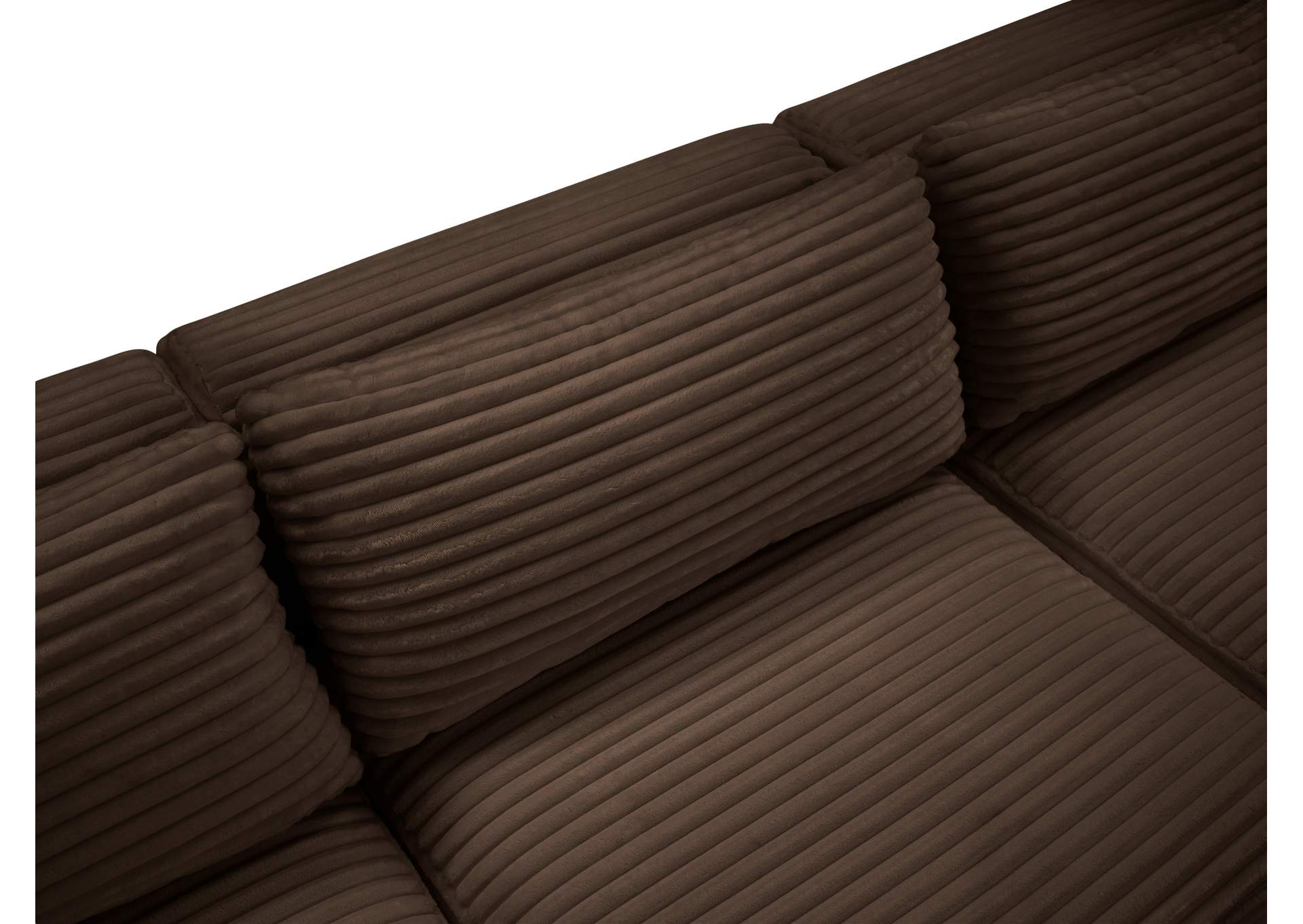Shaggy Brown Corduroy Performance Fabric Modular Sectional