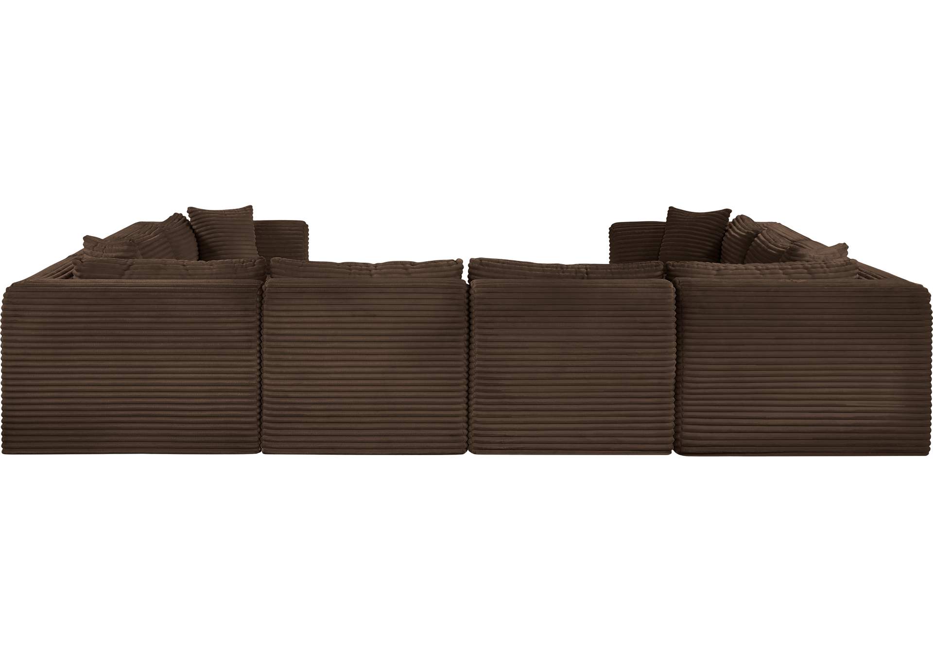 Shaggy Brown Corduroy Performance Fabric Modular Sectional