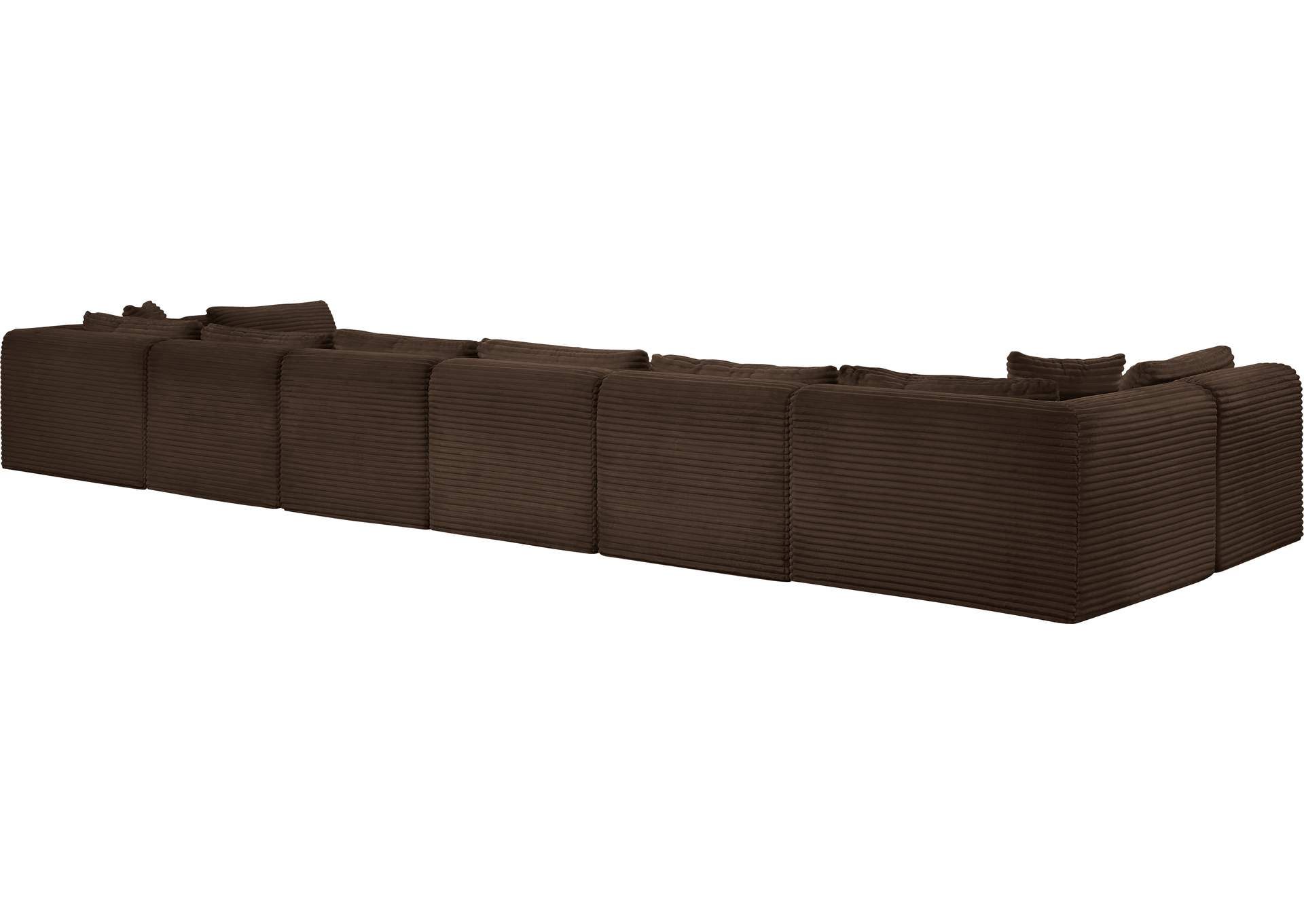 Shaggy Brown Corduroy Performance Fabric Modular Sectional image 8