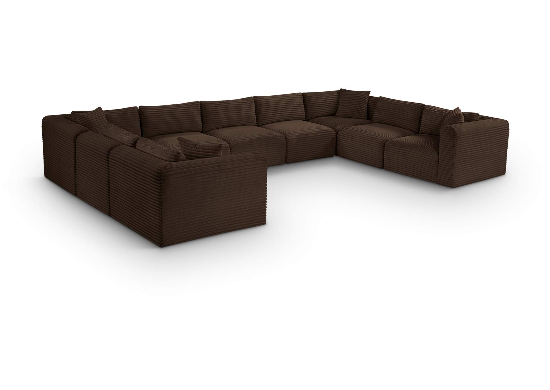 Shaggy Brown Corduroy Performance Fabric Modular Sectional image 1