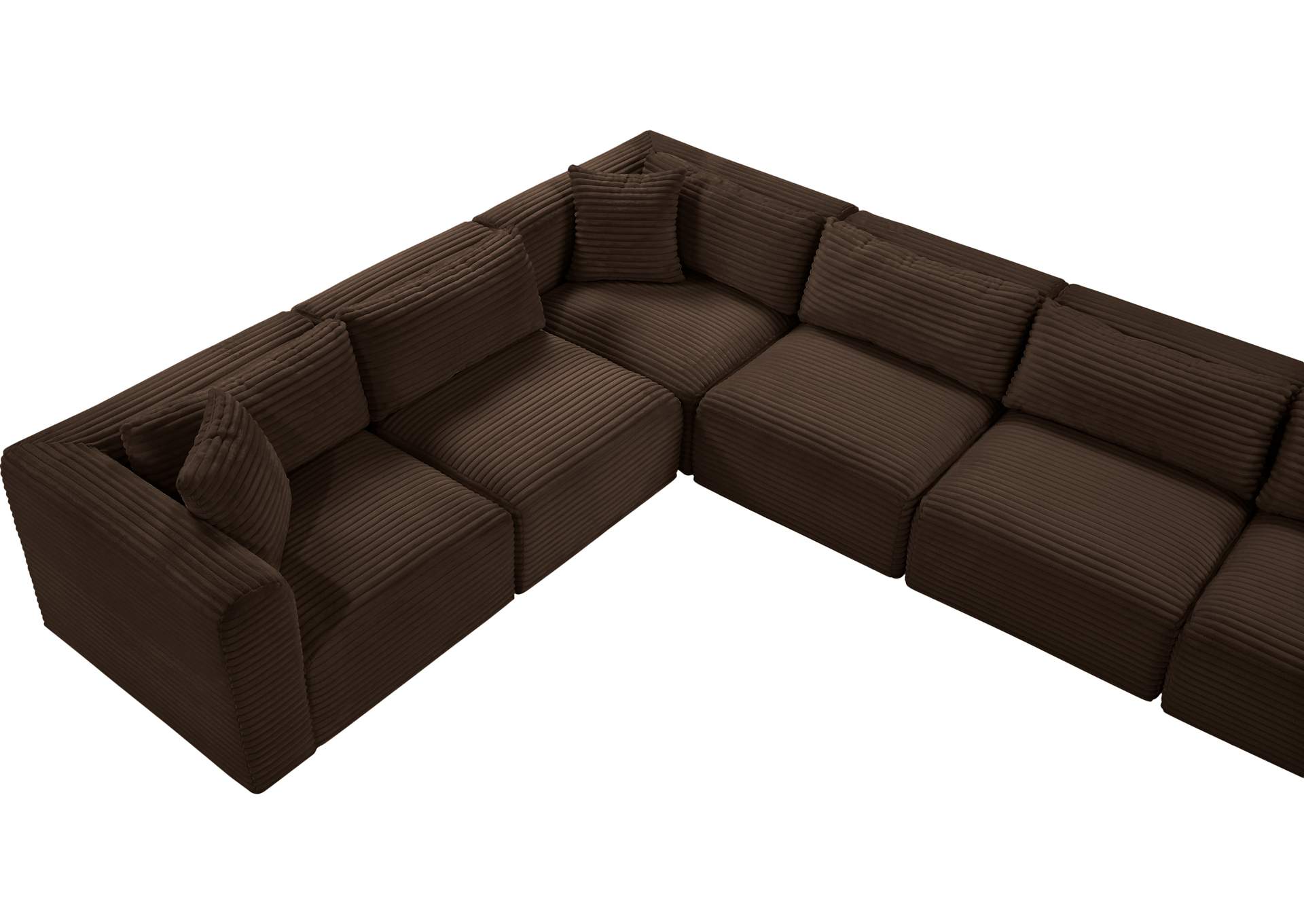 Shaggy Brown Corduroy Performance Fabric Modular Sectional image 11