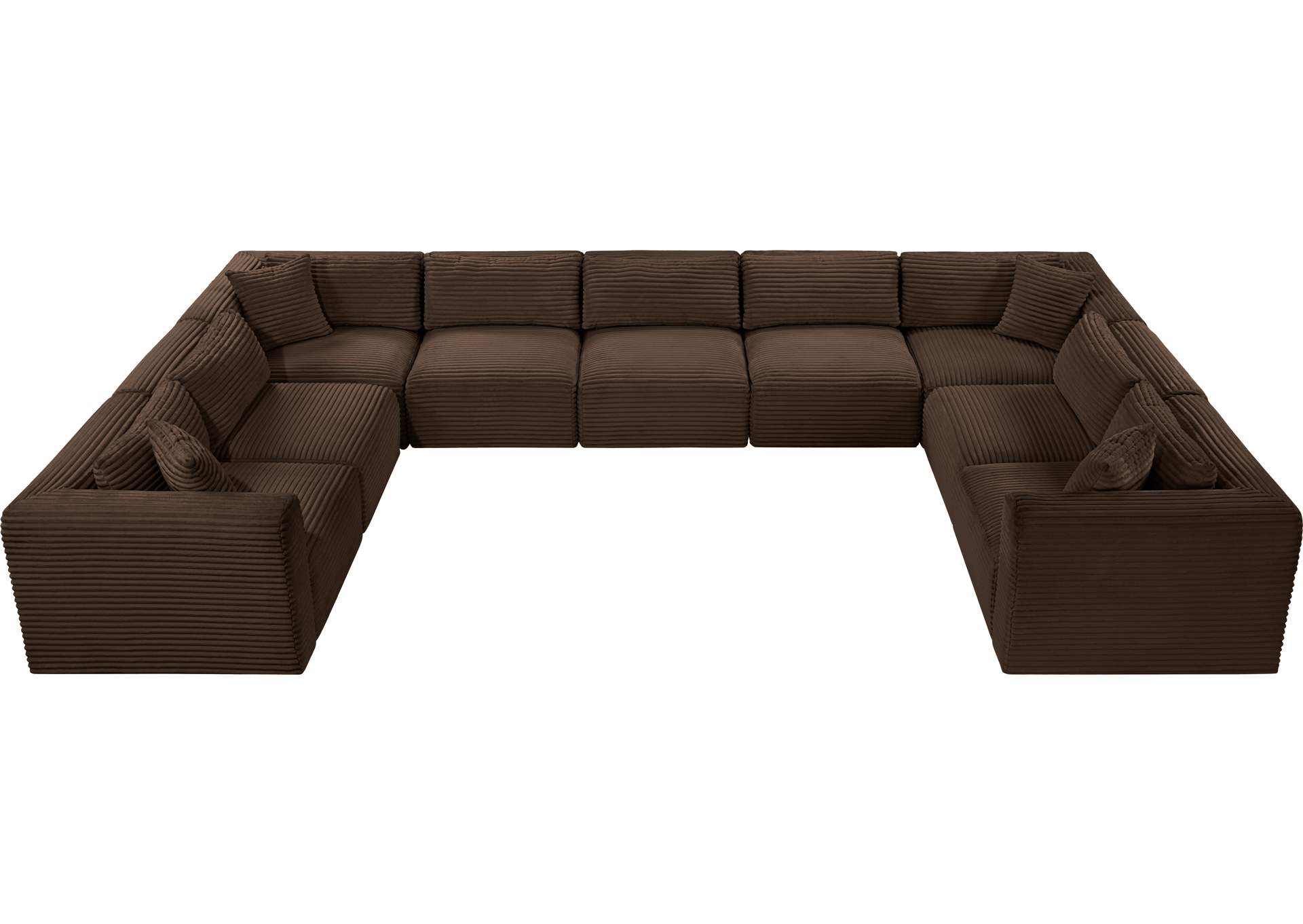 Shaggy Brown Corduroy Performance Fabric Modular Sectional image 6