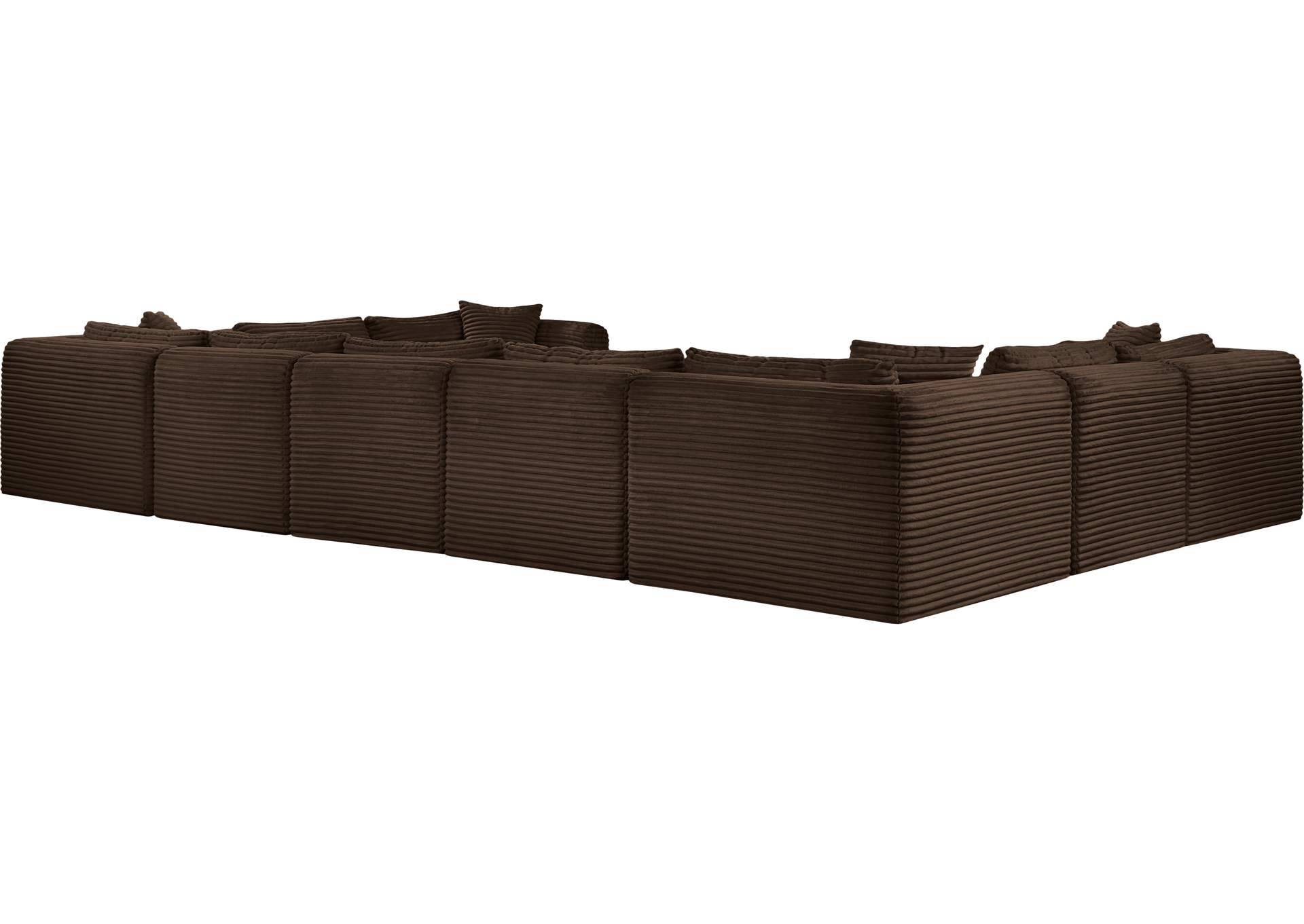 Shaggy Brown Corduroy Performance Fabric Modular Sectional image 7