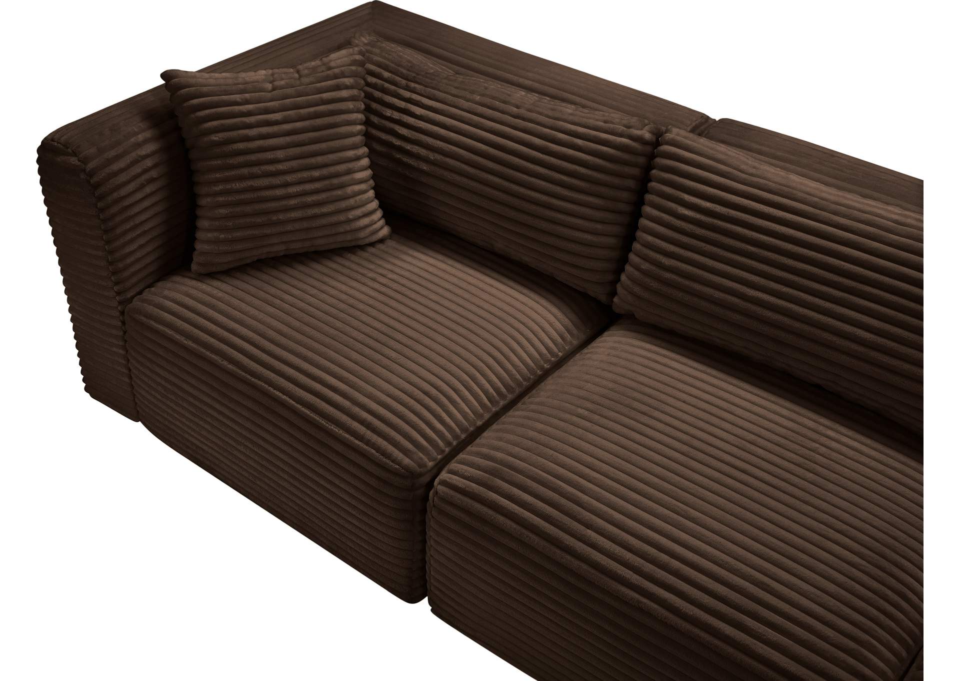 Shaggy Brown Corduroy Performance Fabric Modular Sectional image 9
