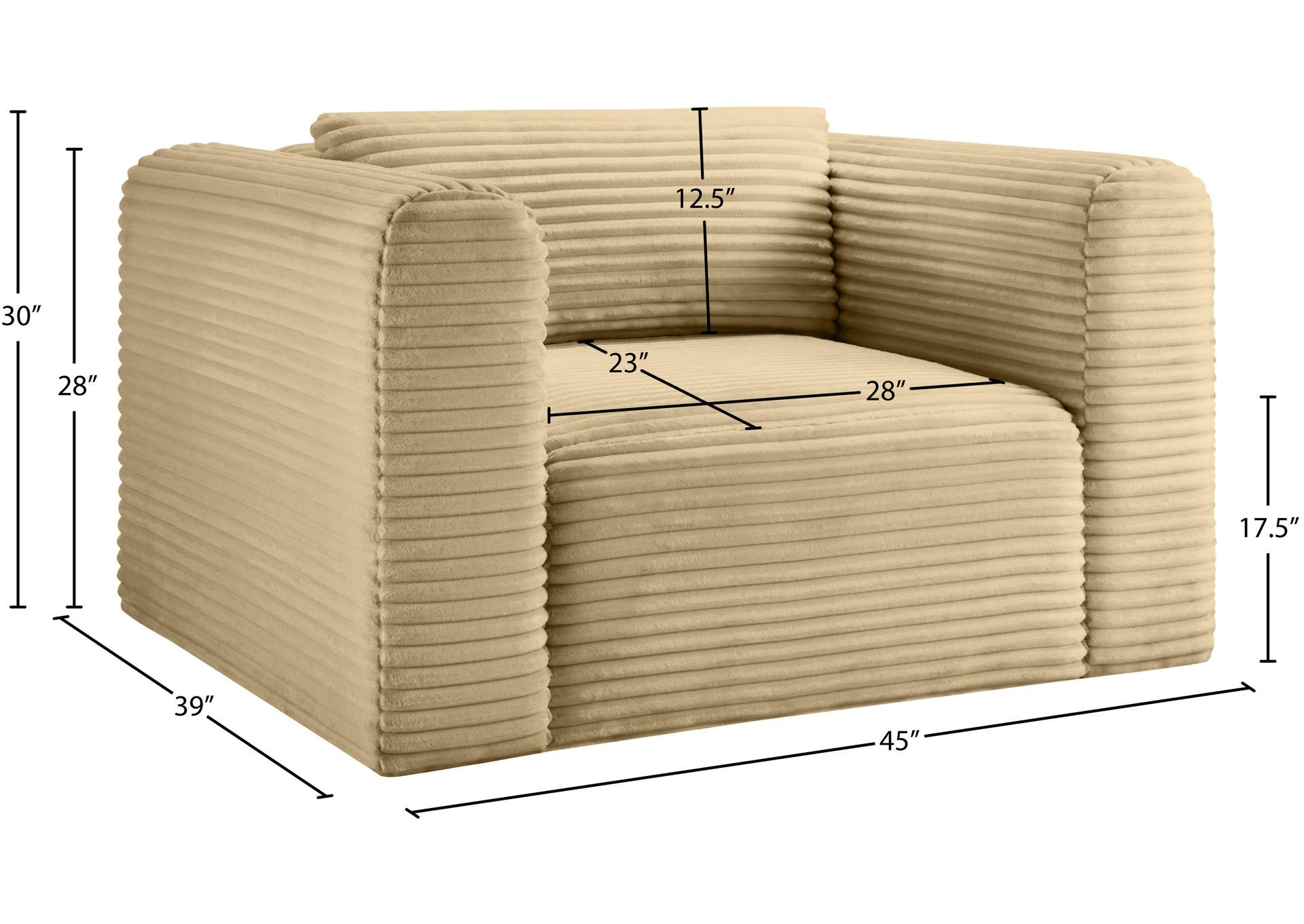 Shaggy Camel Corduroy Performance Fabric Arm Chair image 10