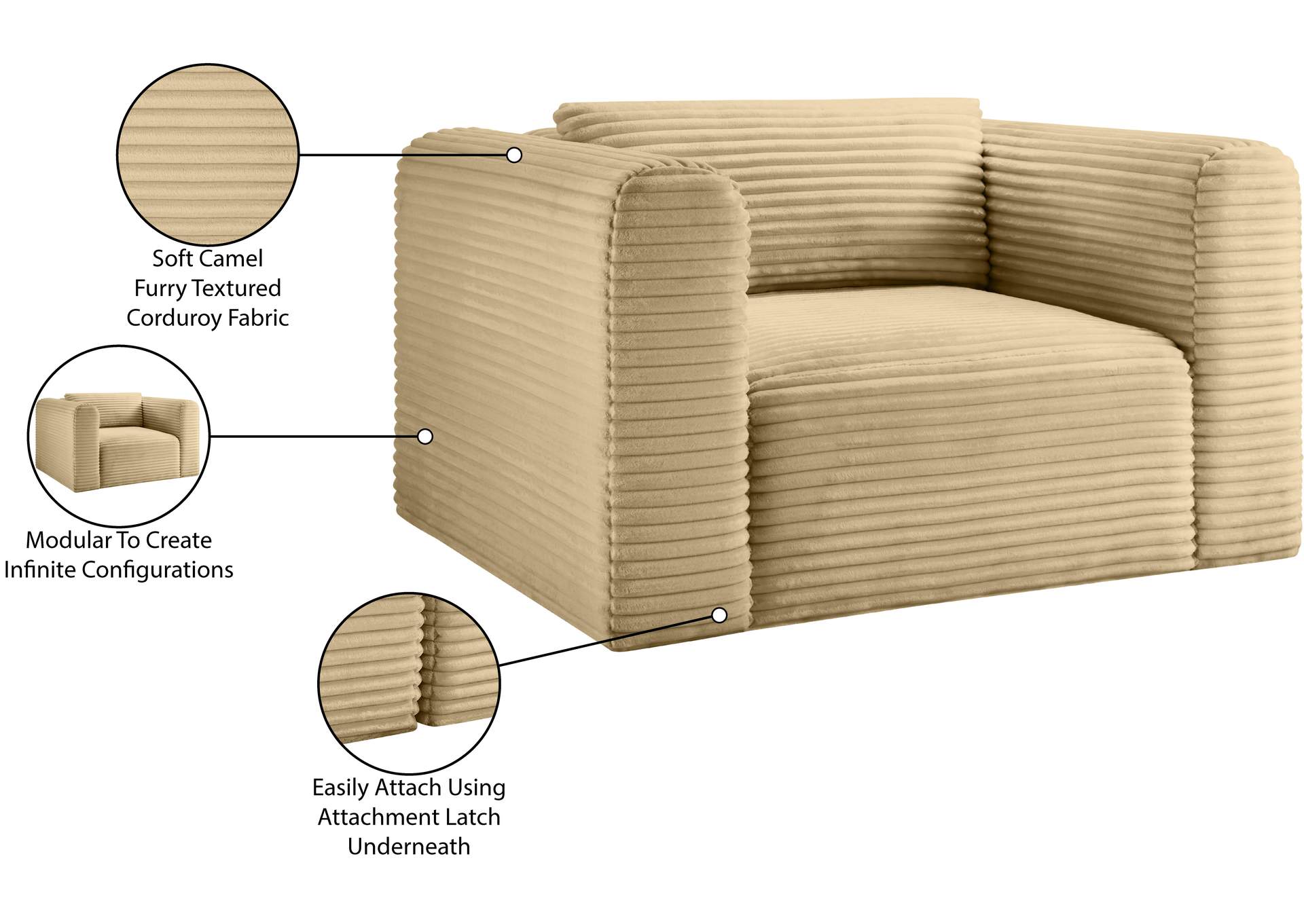 Shaggy Camel Corduroy Performance Fabric Arm Chair image 11