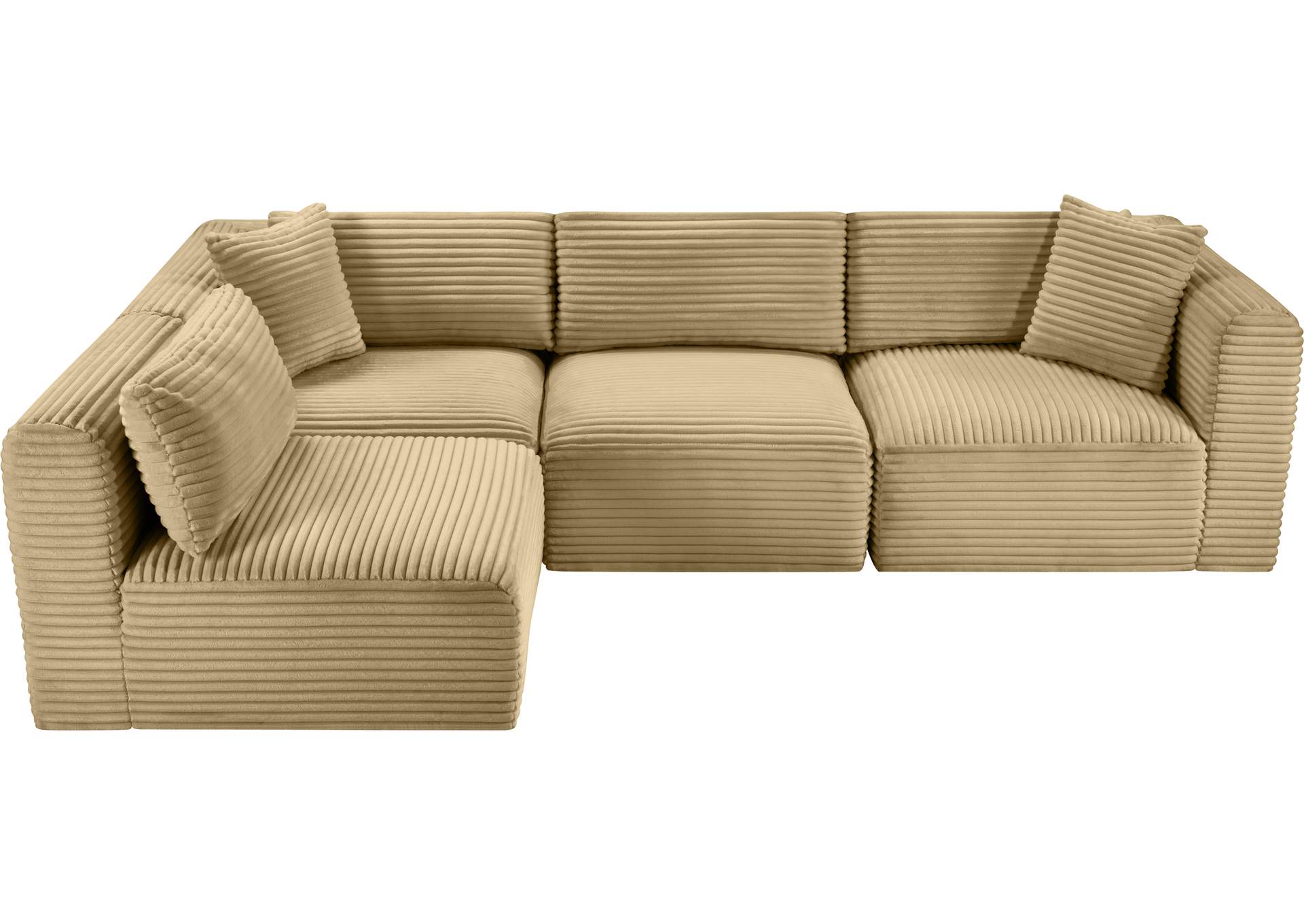 Shaggy Camel Corduroy Performance Fabric Modular Sectional