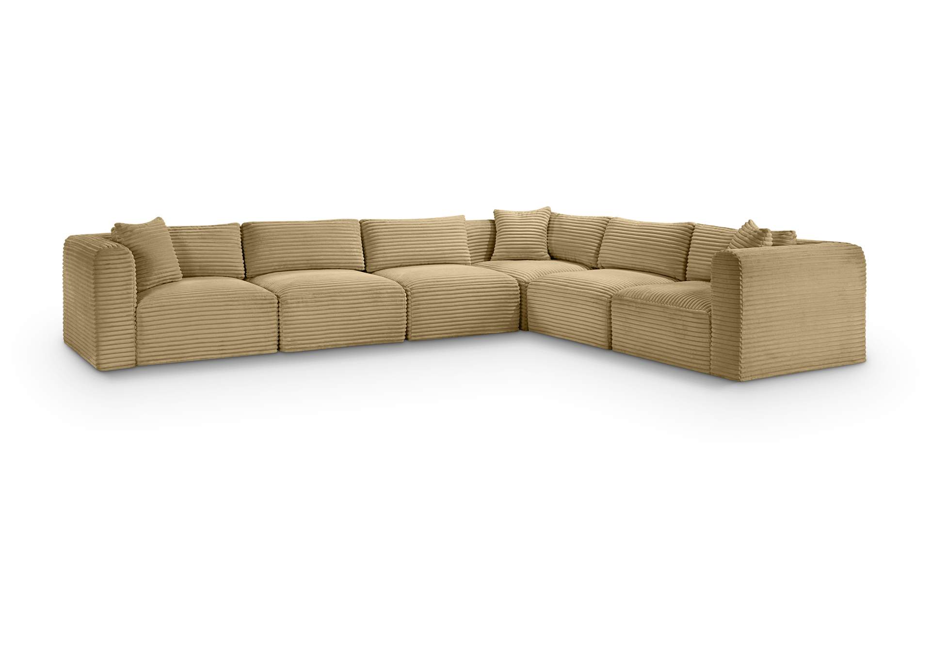 Shaggy Camel Corduroy Performance Fabric Modular Sectional