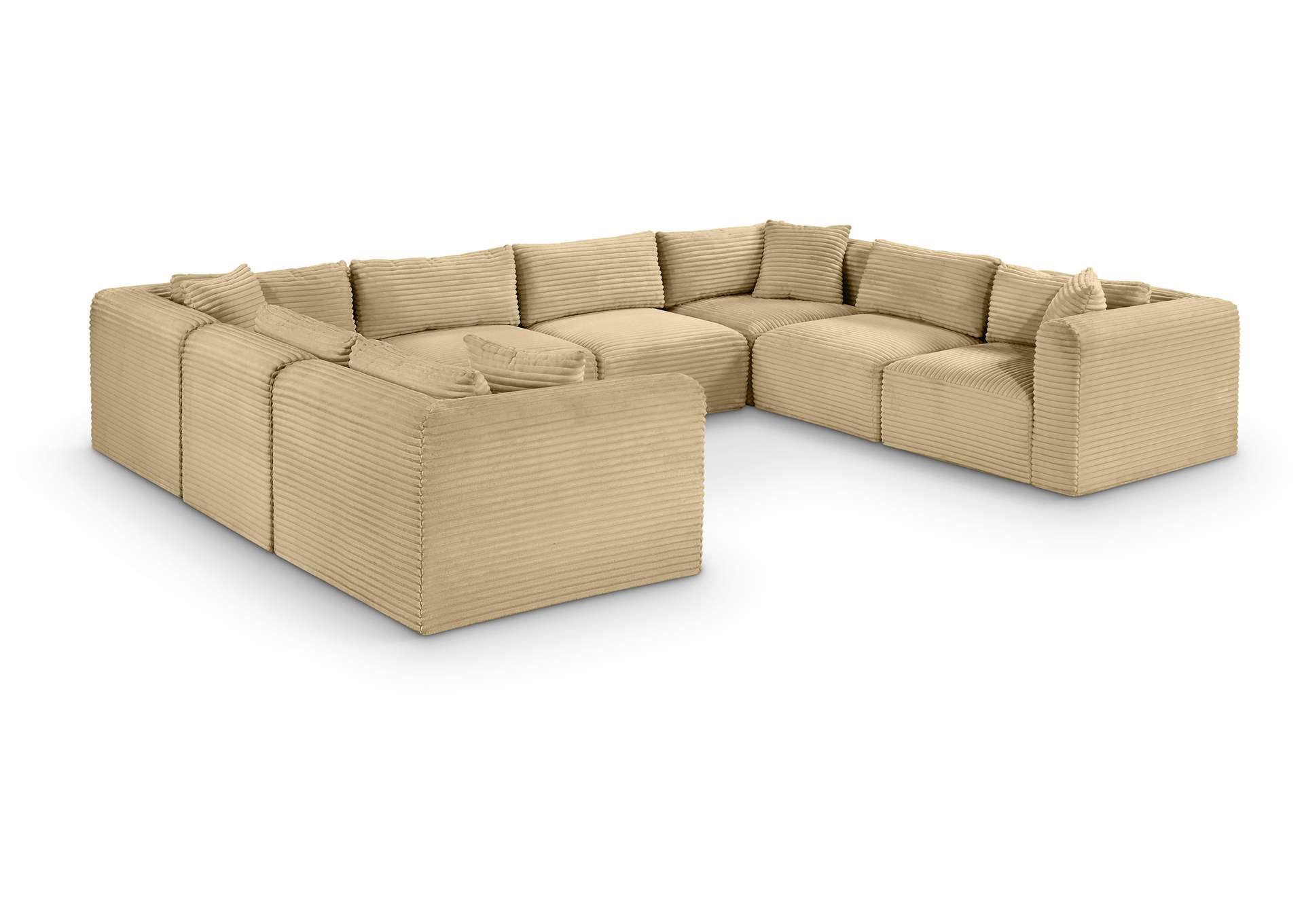 Shaggy Camel Corduroy Performance Fabric Modular Sectional
