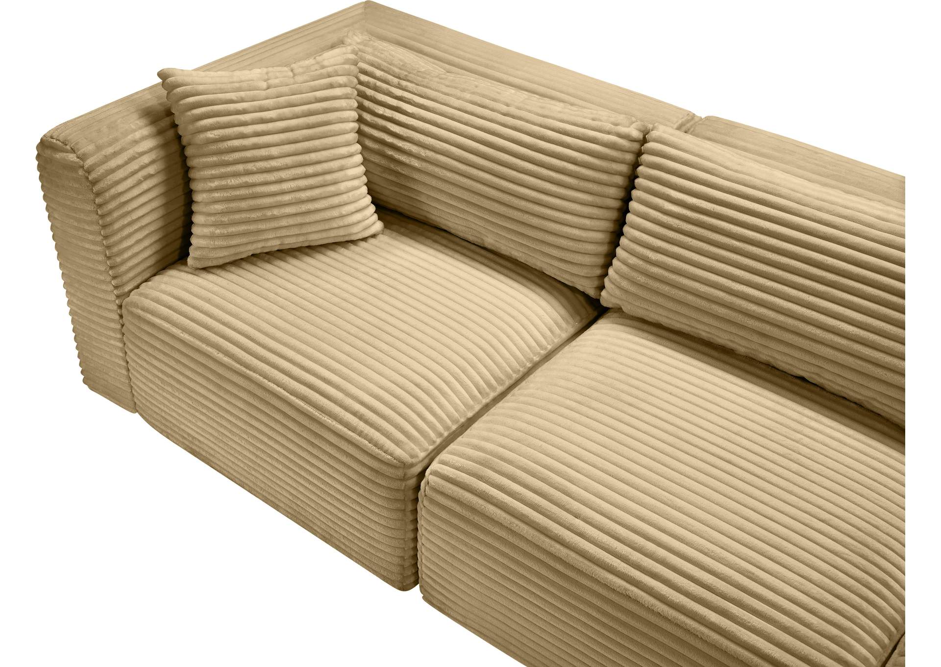 Shaggy Camel Corduroy Performance Fabric Modular Sectional
