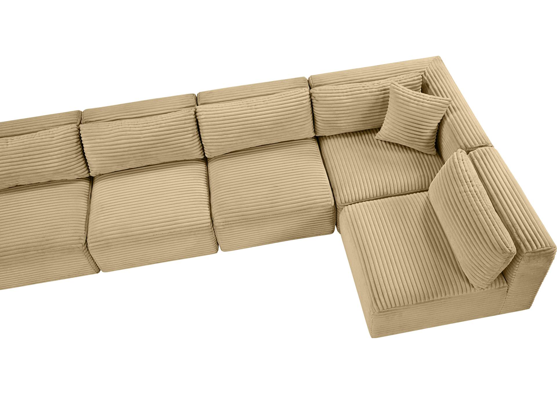 Shaggy Camel Corduroy Performance Fabric Modular Sectional