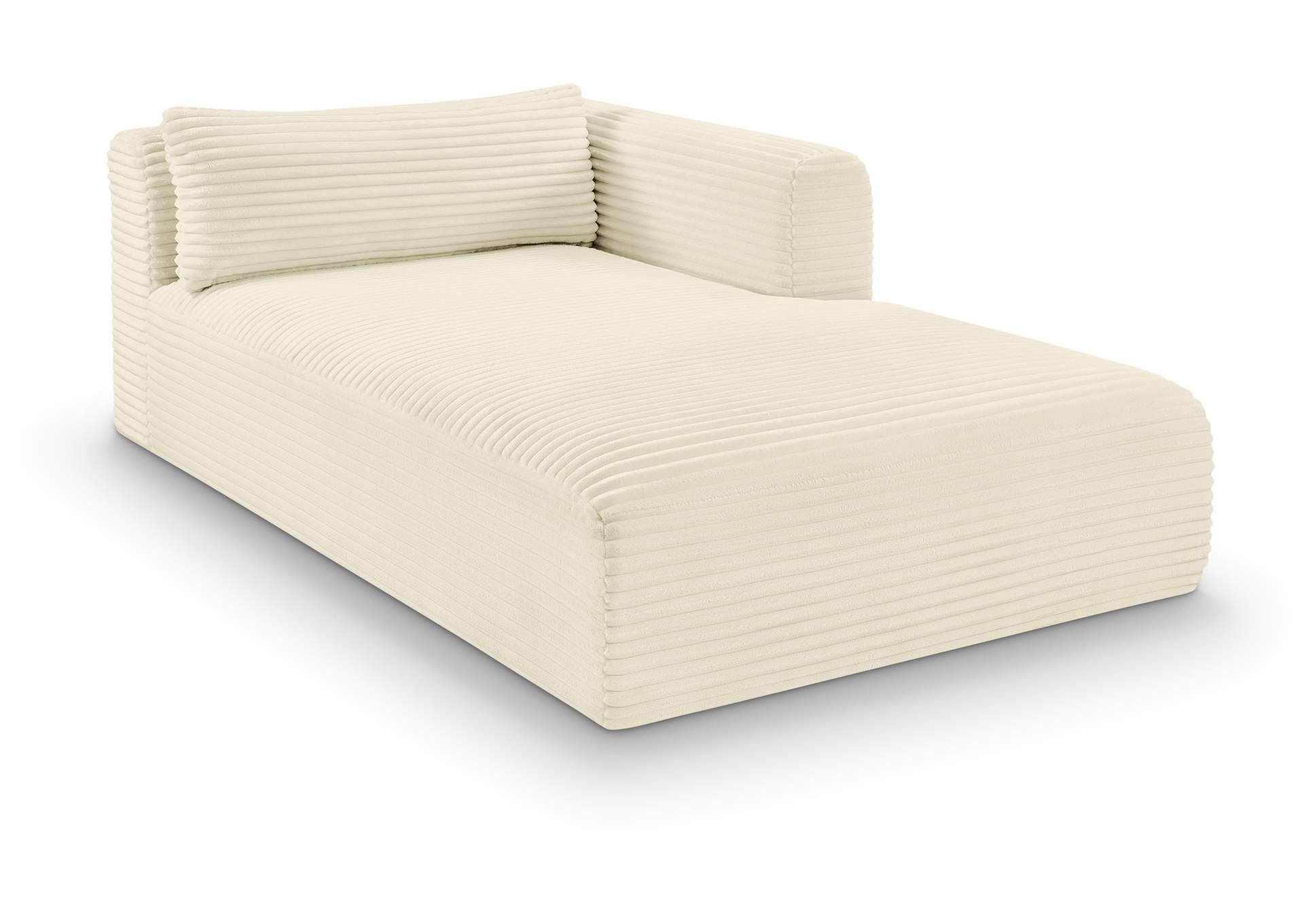 Shaggy Cream Corduroy Performance Fabric Chaise image 1