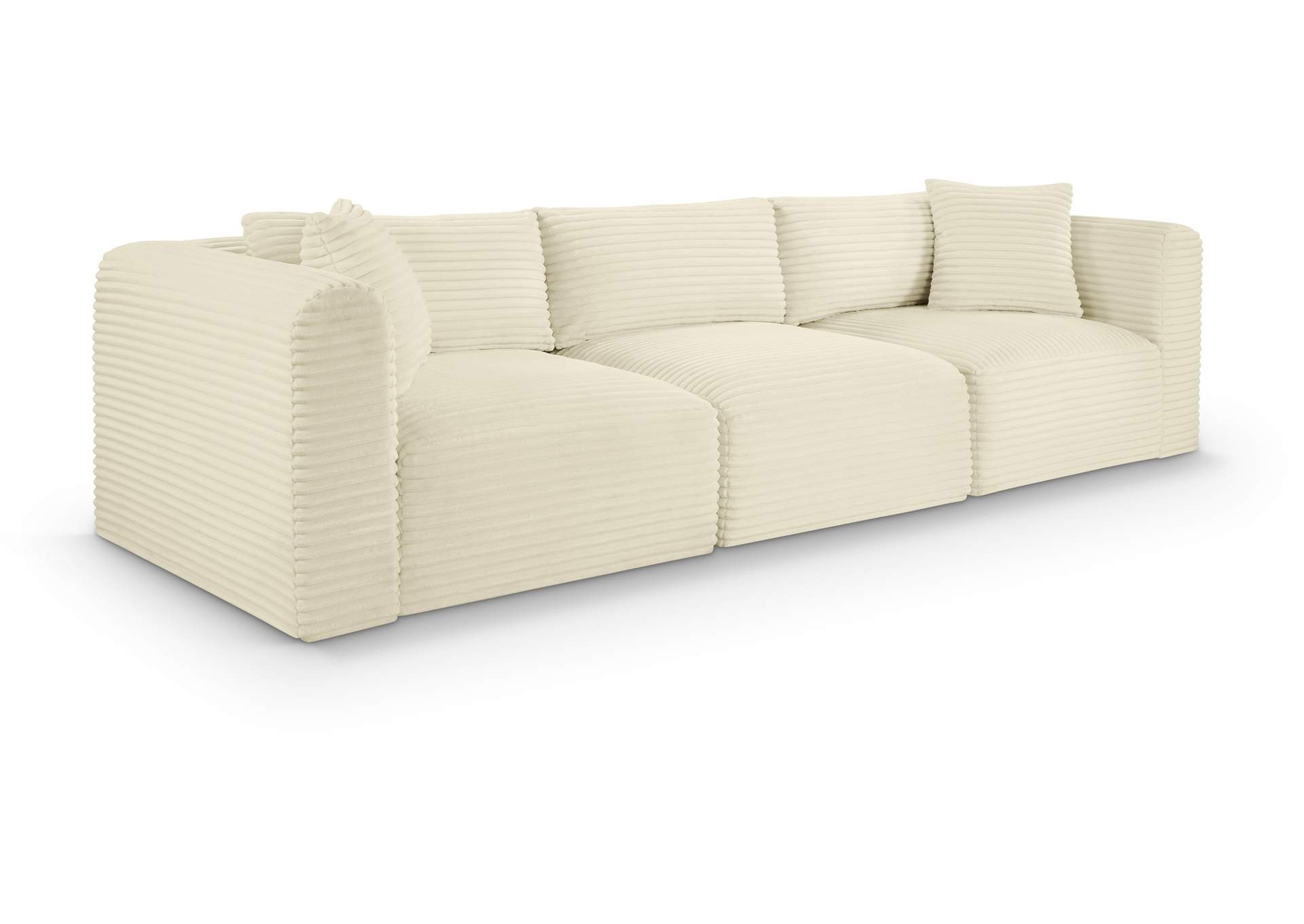 Shaggy Cream Corduroy Performance Fabric Modular Sofa