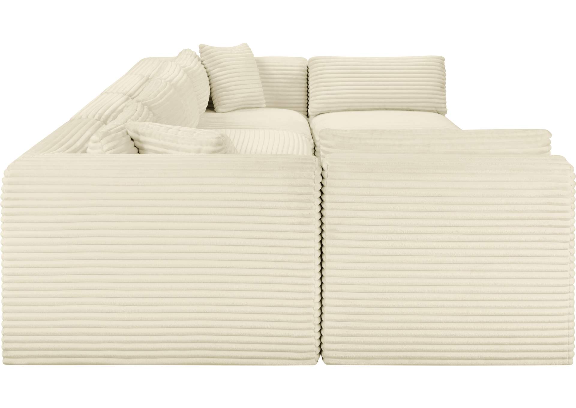 Shaggy Cream Corduroy Performance Fabric Modular Sectional