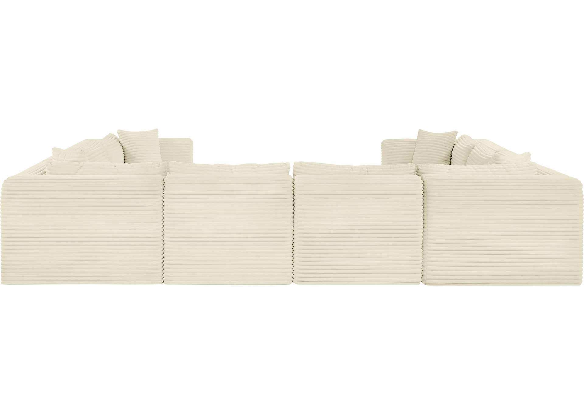 Shaggy Cream Corduroy Performance Fabric Modular Sectional