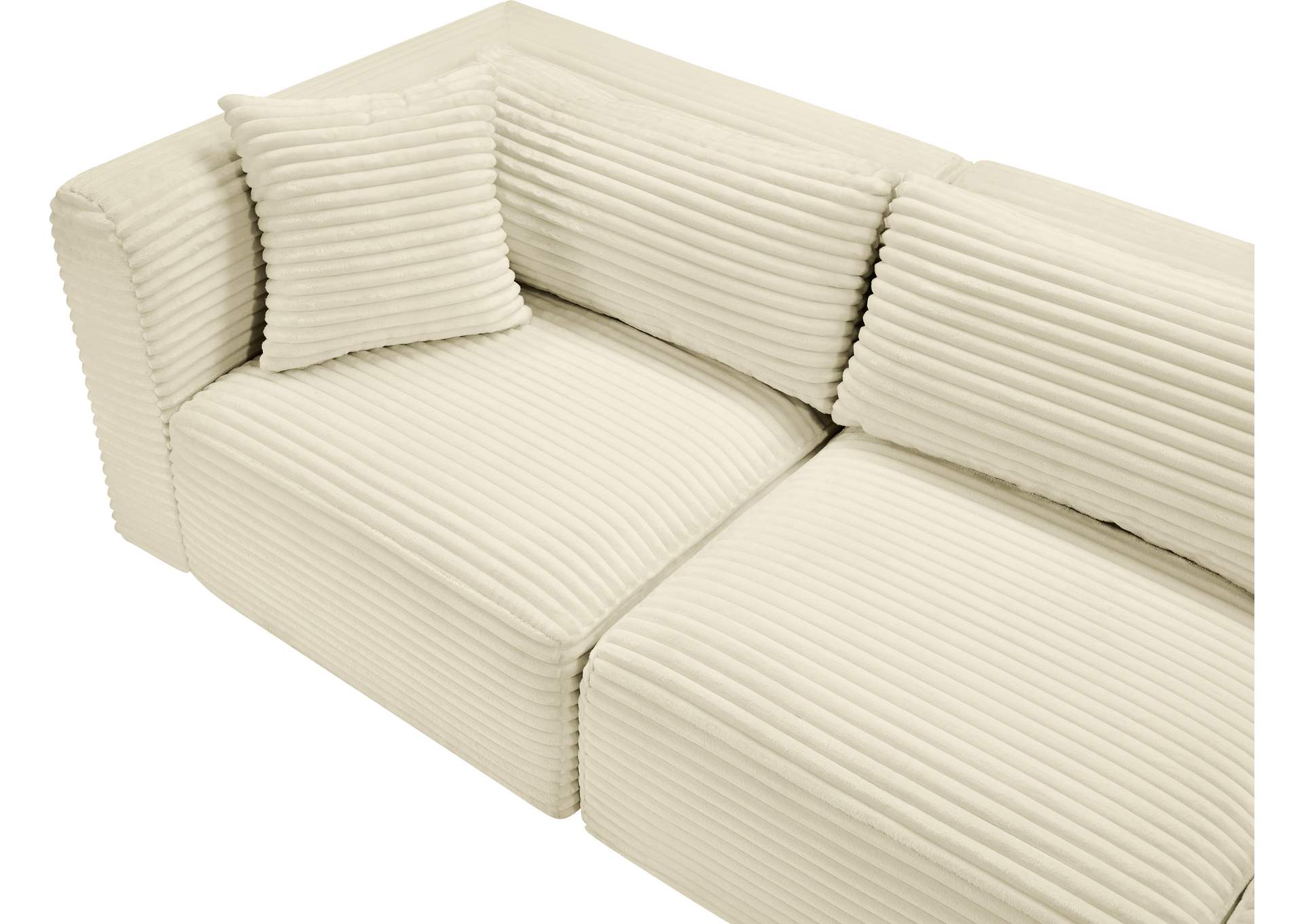 Shaggy Cream Corduroy Performance Fabric Modular Sectional