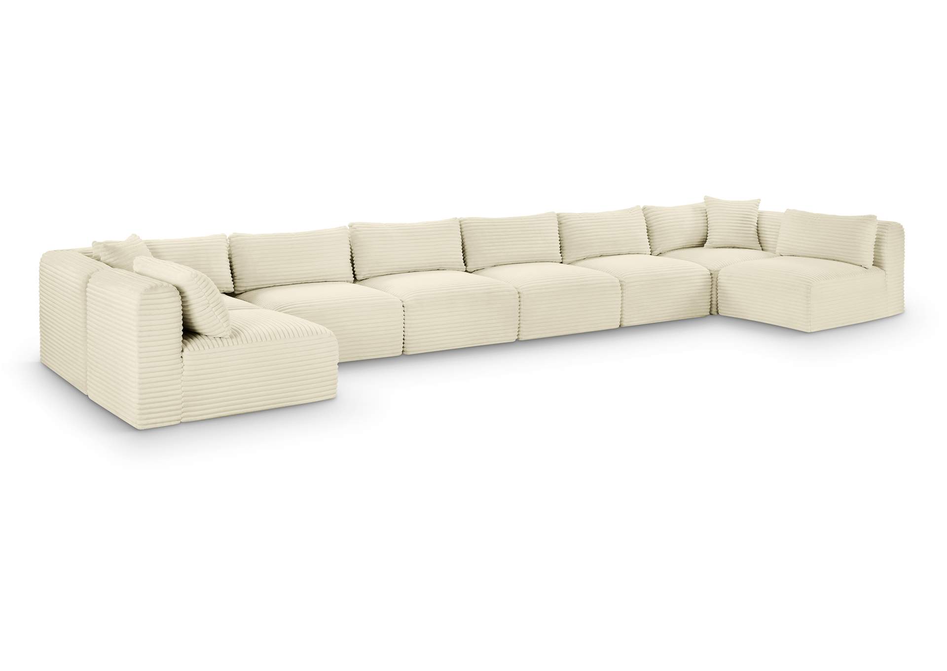 Shaggy Cream Corduroy Performance Fabric Modular Sectional image 1