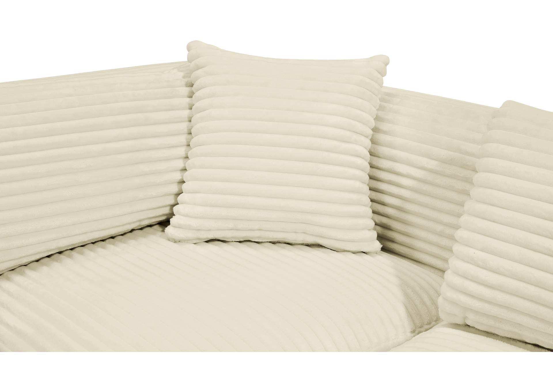 Shaggy Cream Corduroy Performance Fabric Modular Sectional image 11