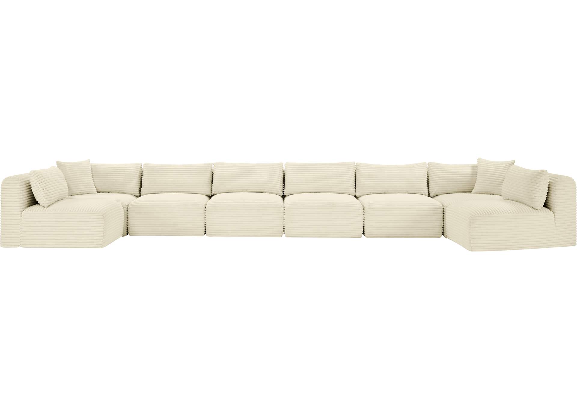 Shaggy Cream Corduroy Performance Fabric Modular Sectional image 4