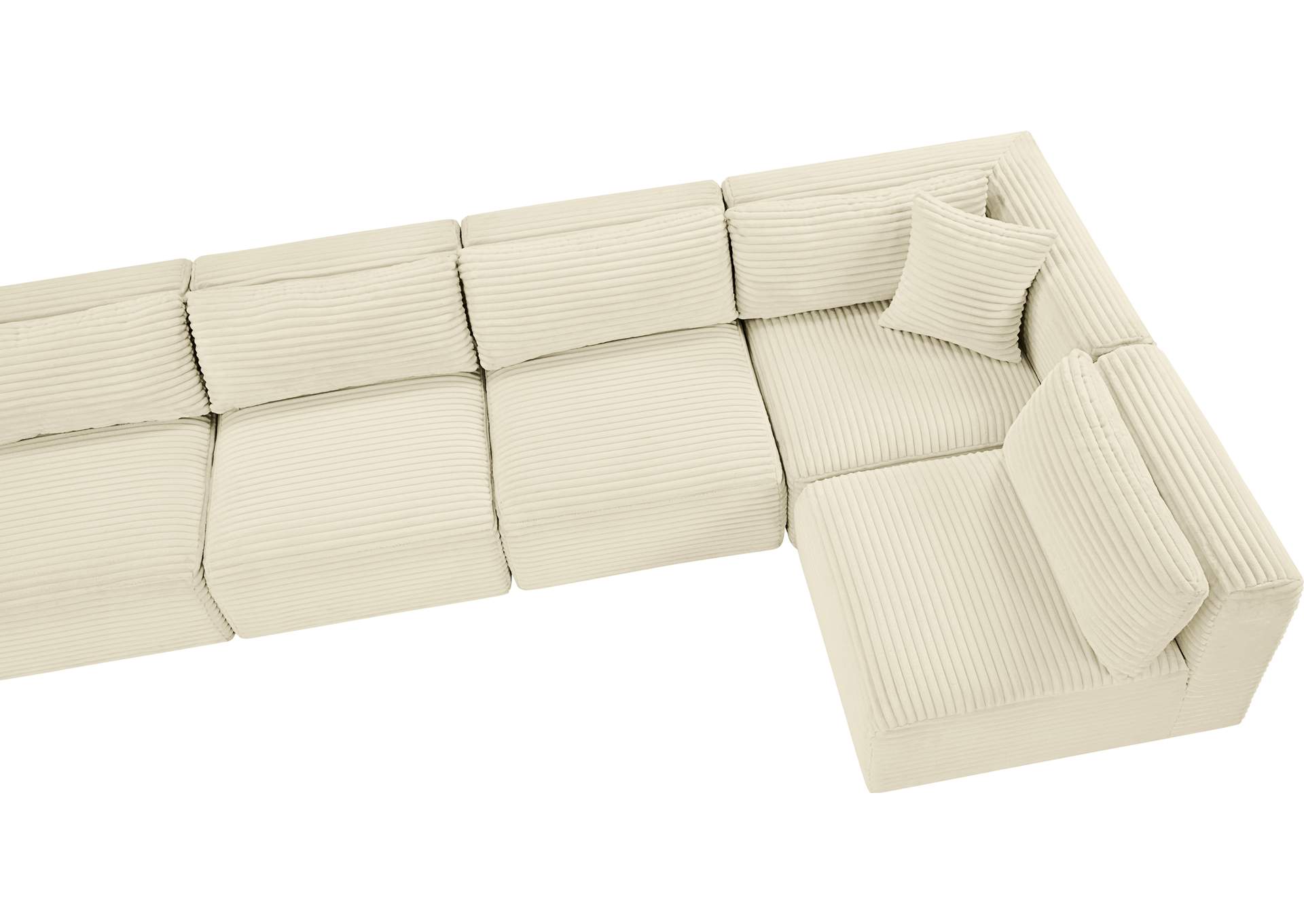 Shaggy Cream Corduroy Performance Fabric Modular Sectional image 10
