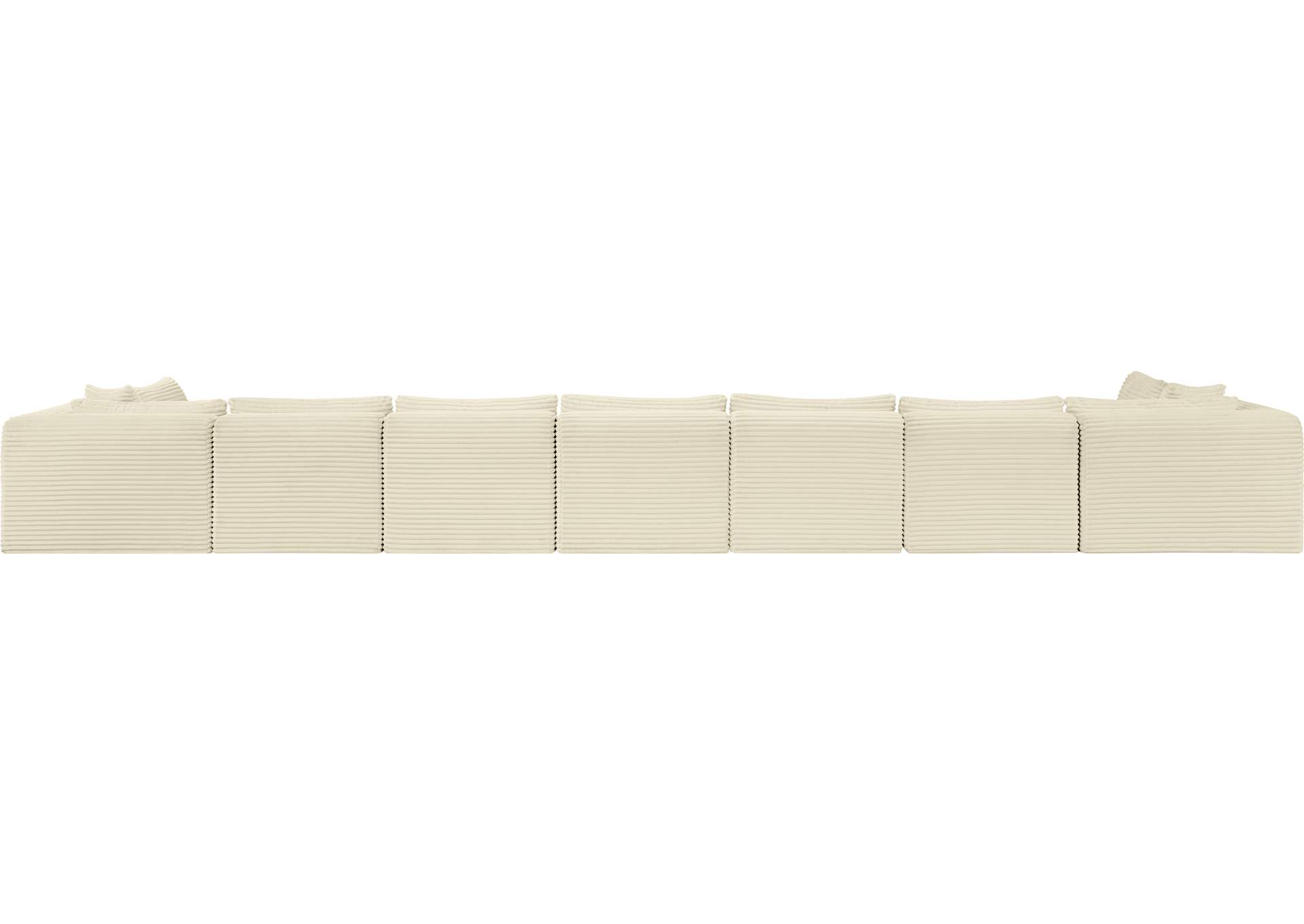 Shaggy Cream Corduroy Performance Fabric Modular Sectional