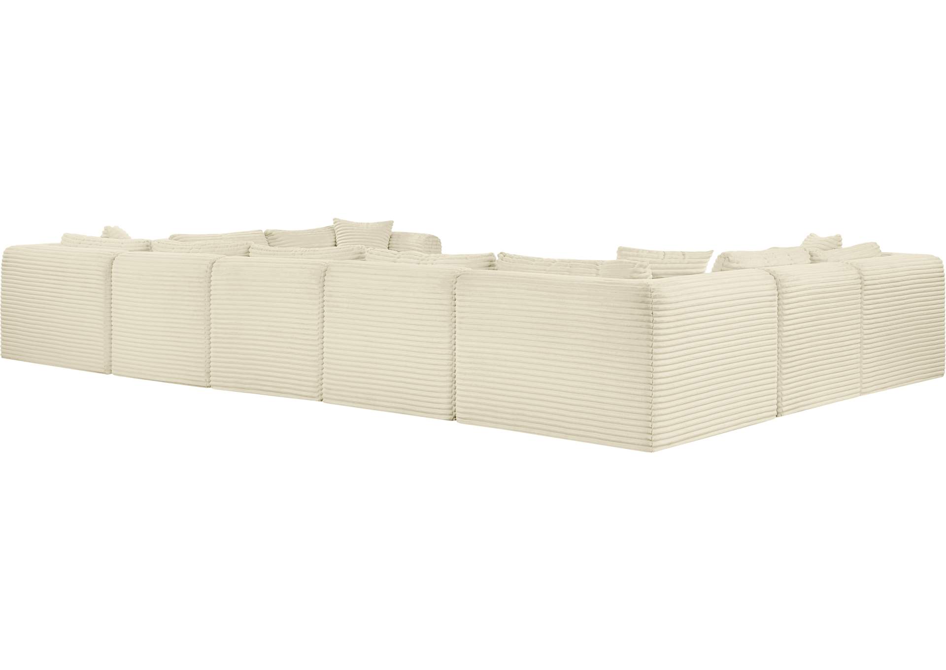 Shaggy Cream Corduroy Performance Fabric Modular Sectional