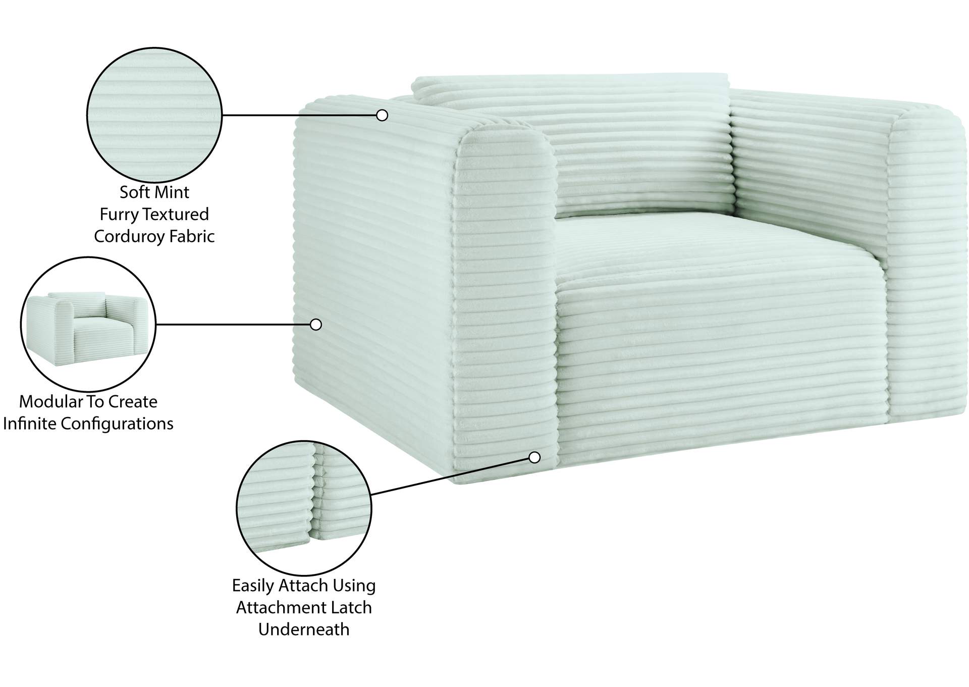 Shaggy Mint Corduroy Performance Fabric Arm Chair image 11