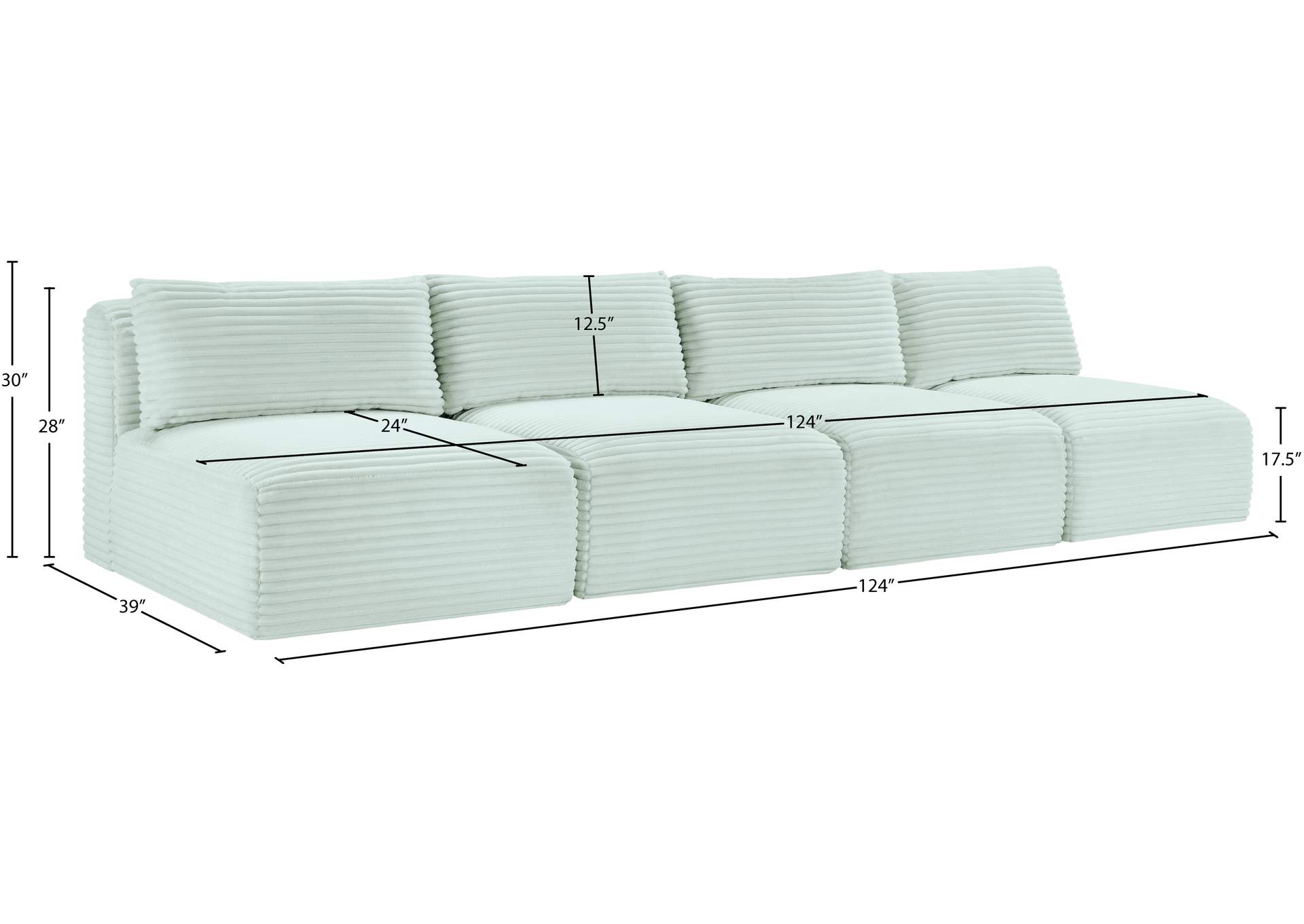 Shaggy Mint Corduroy Performance Fabric Modular Sofa image 11