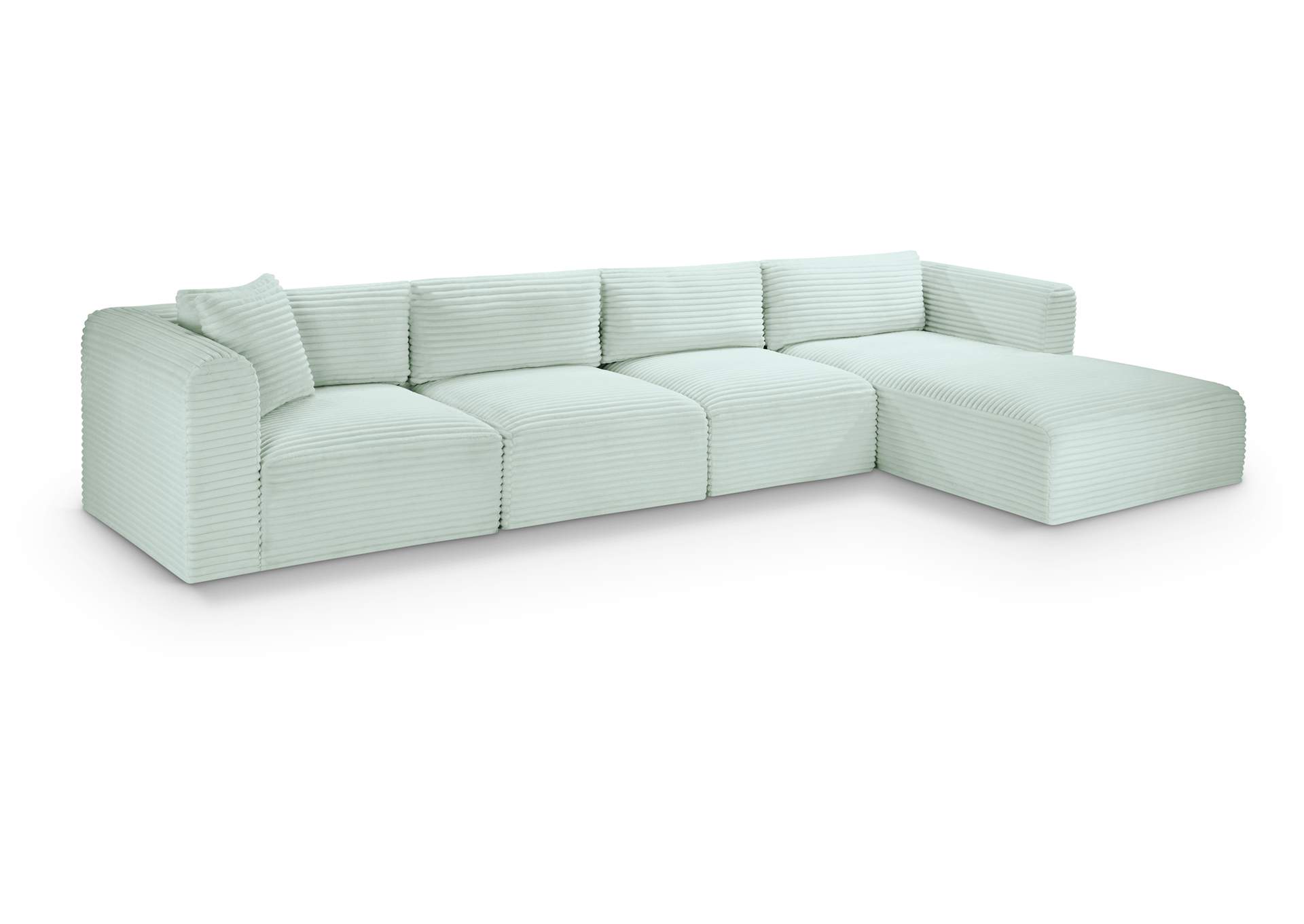 Shaggy Mint Corduroy Performance Fabric Modular Sectional image 1