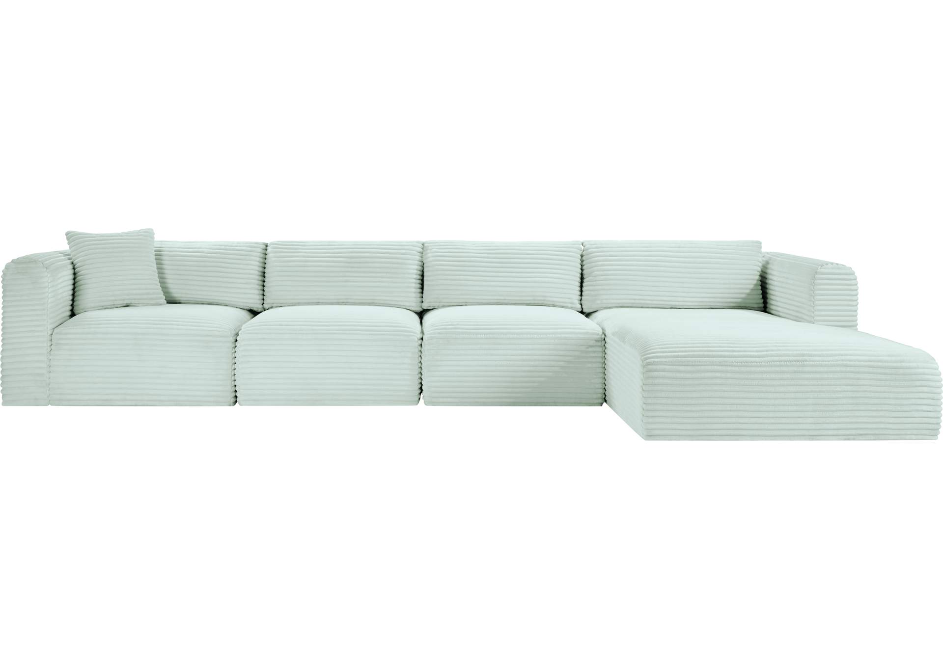 Shaggy Mint Corduroy Performance Fabric Modular Sectional image 4