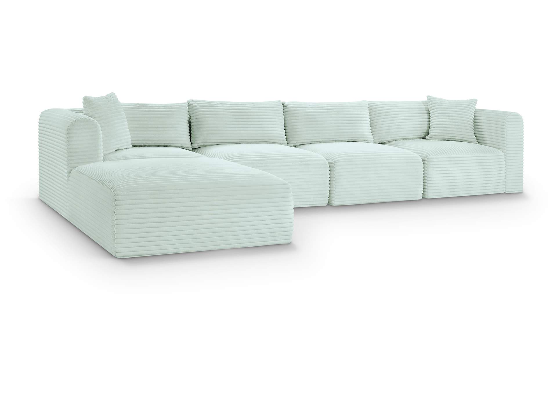 Shaggy Mint Corduroy Performance Fabric Modular Sectional image 1