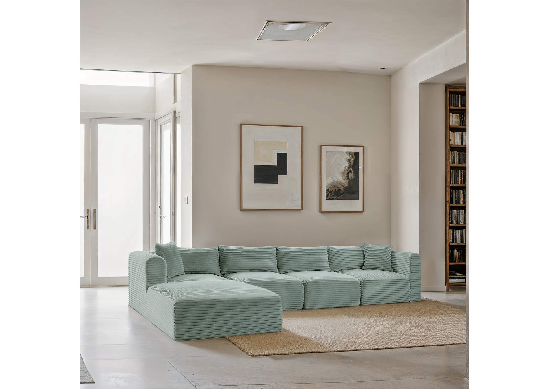 Shaggy Mint Corduroy Performance Fabric Modular Sectional image 3