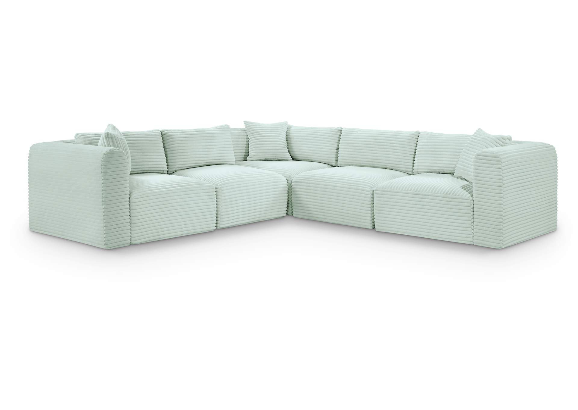 Shaggy Mint Corduroy Performance Fabric Modular Sectional image 1