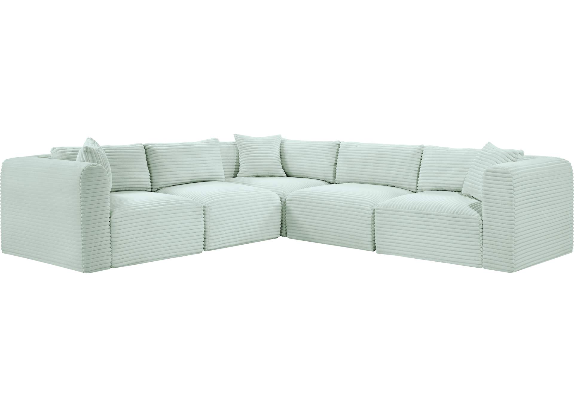 Shaggy Mint Corduroy Performance Fabric Modular Sectional image 4