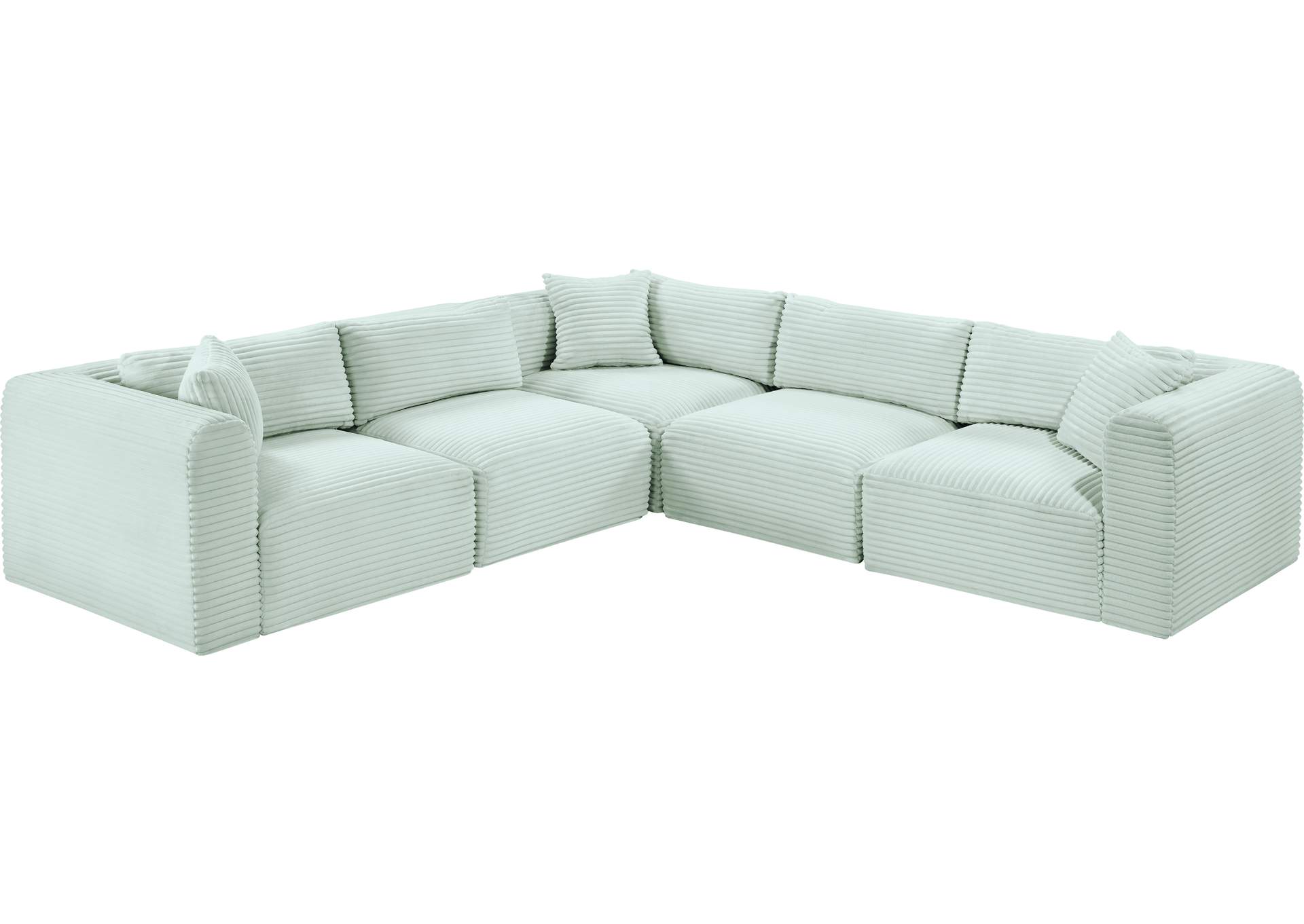 Shaggy Mint Corduroy Performance Fabric Modular Sectional image 7