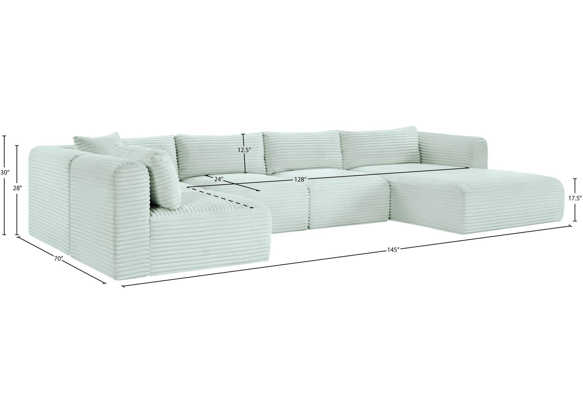 Shaggy Mint Corduroy Performance Fabric Modular Sectional image 13