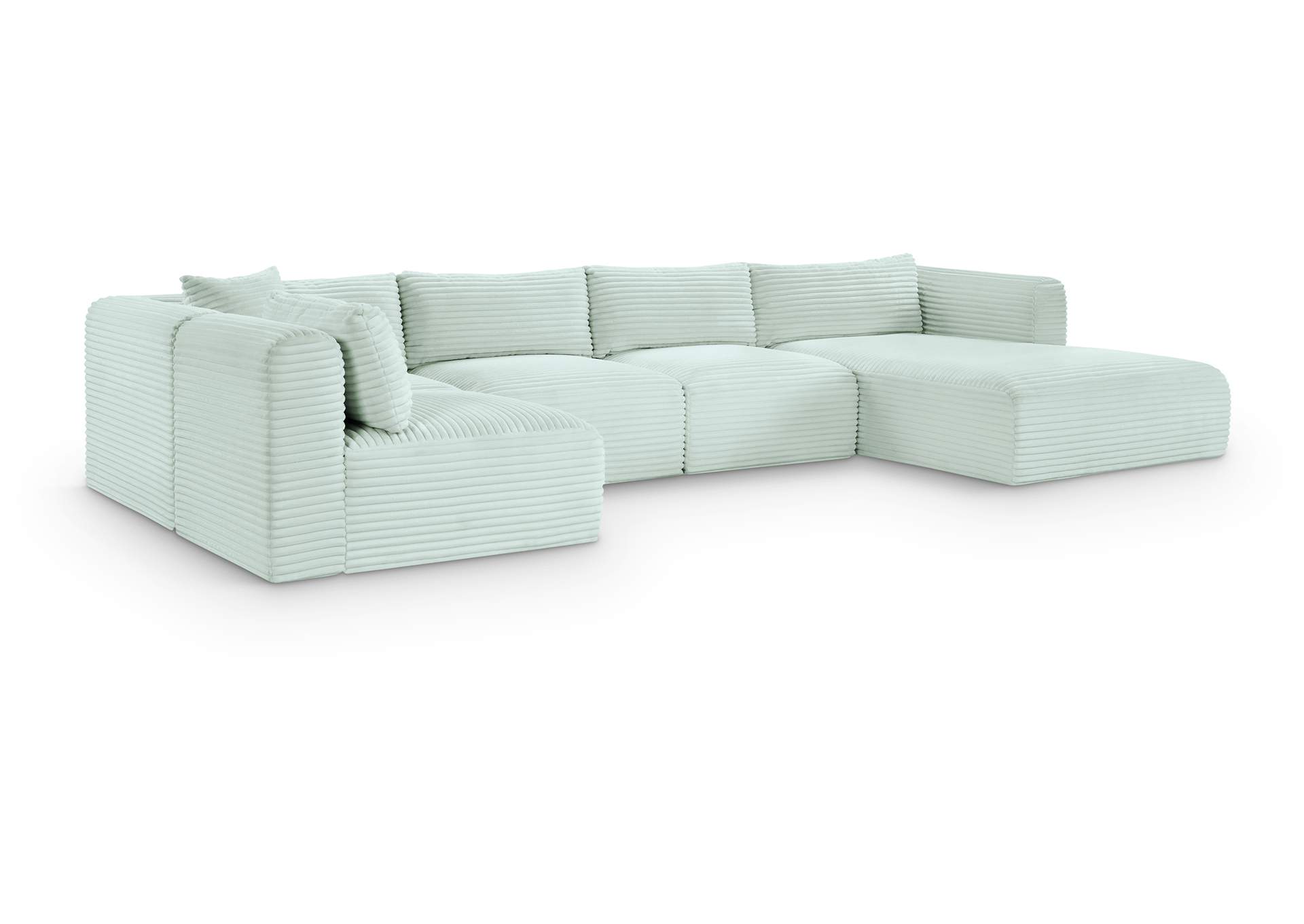 Shaggy Mint Corduroy Performance Fabric Modular Sectional image 1