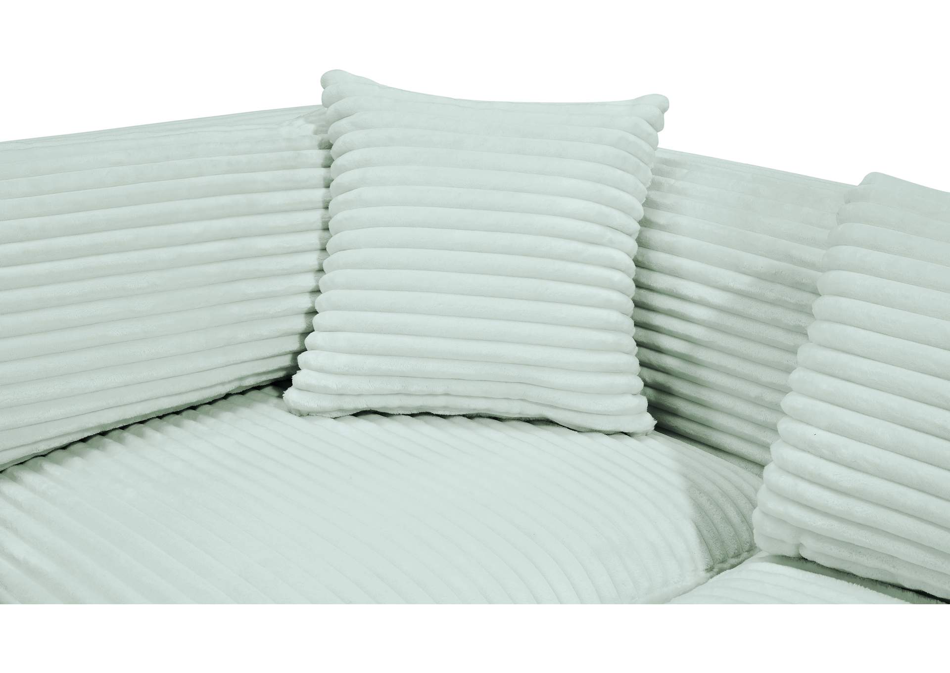 Shaggy Mint Corduroy Performance Fabric Modular Sectional
