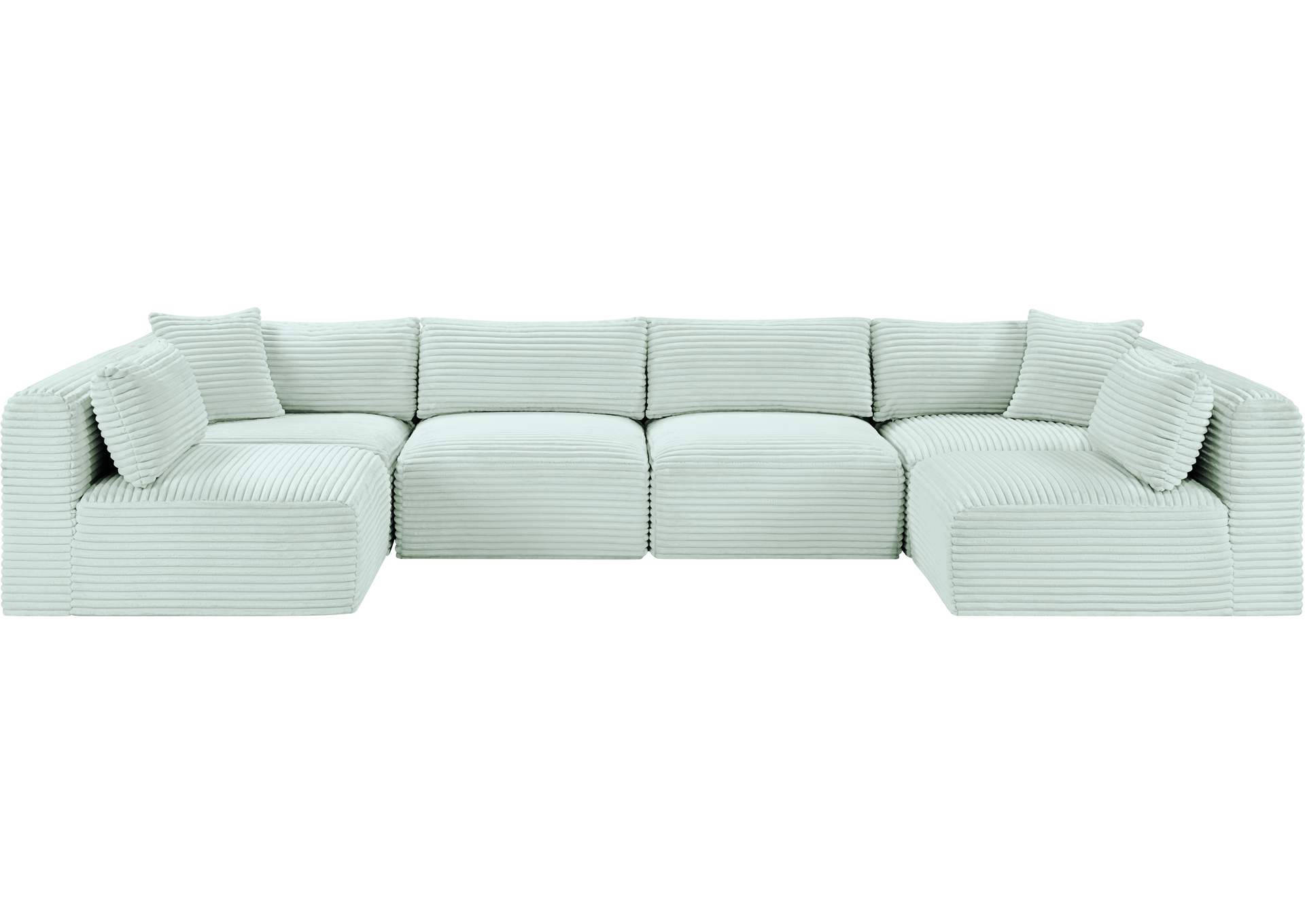 Shaggy Mint Corduroy Performance Fabric Modular Sectional